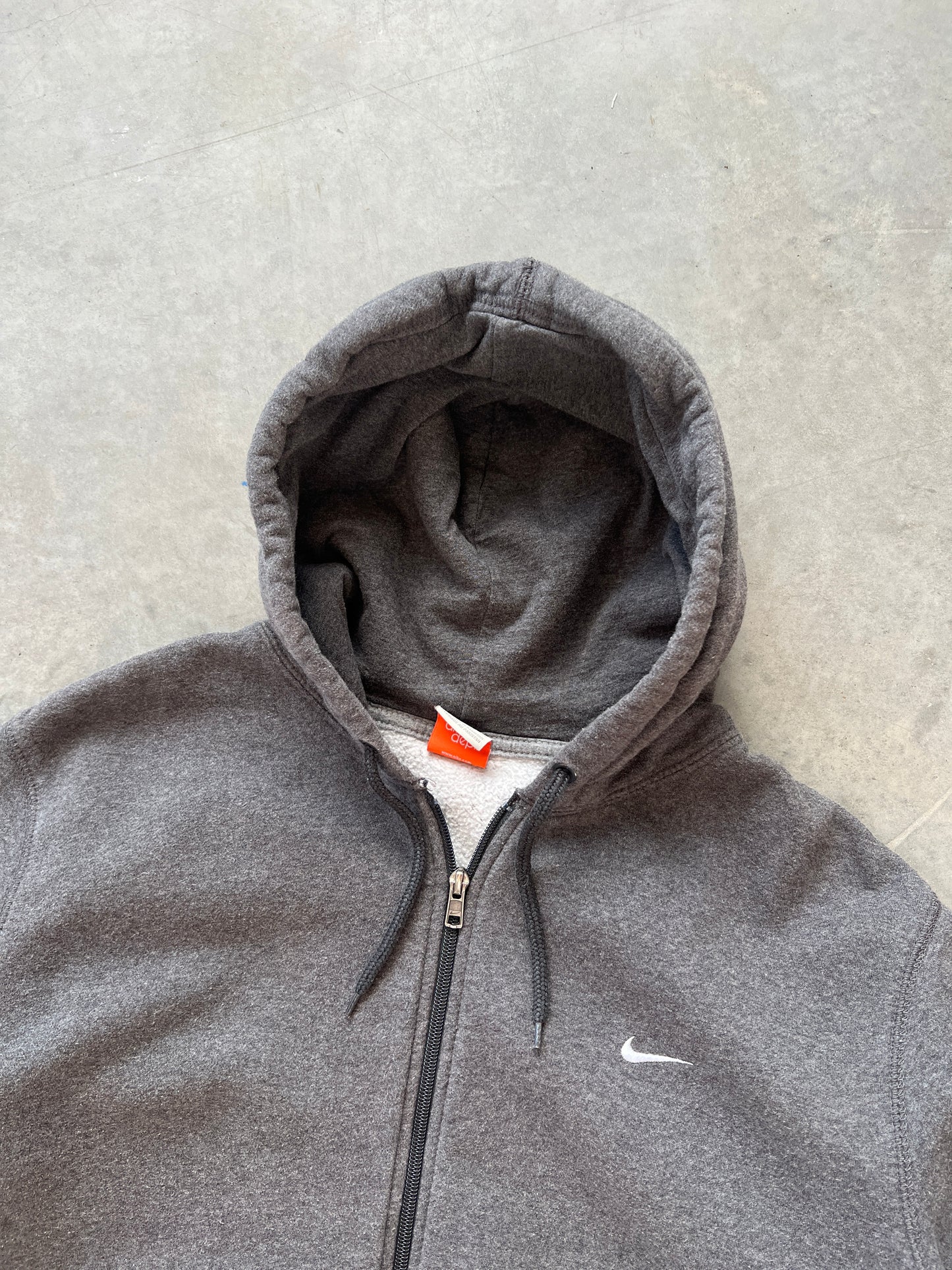 Vintage Grey Nike Swoosh Hoodie - XXL