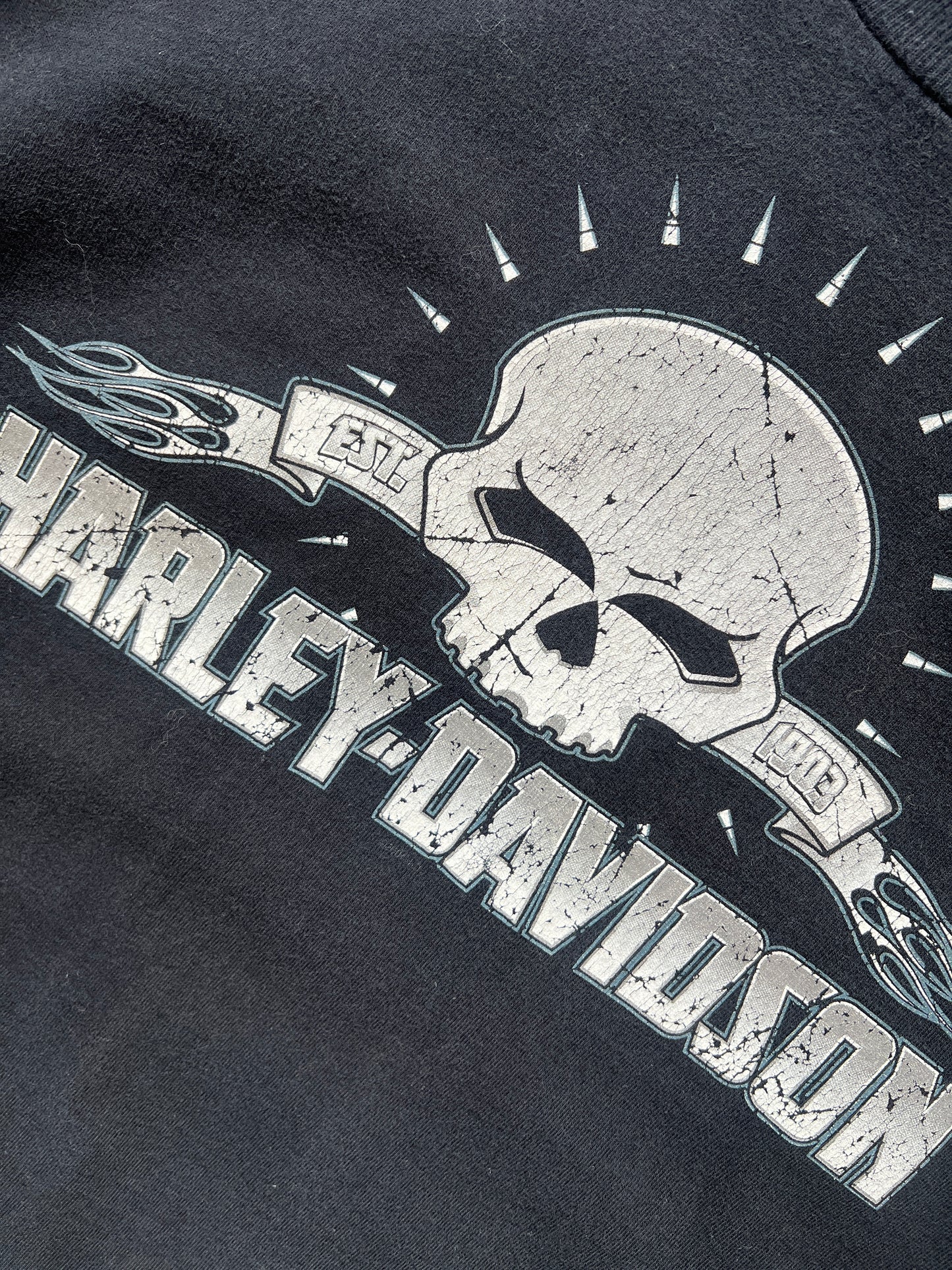 Vintage Black Harley Davidson Skull Shirt - L/XL