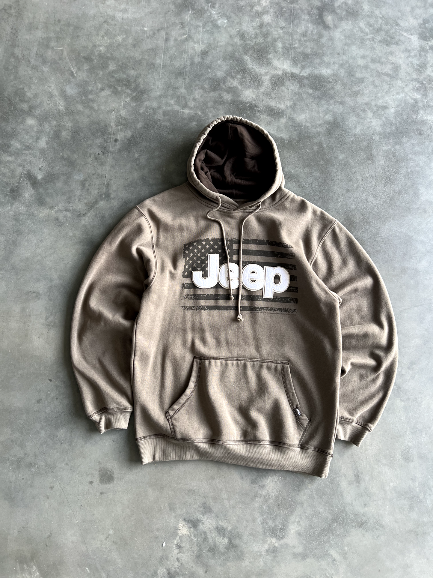 Vintage Tan Jeep Hoodie - L