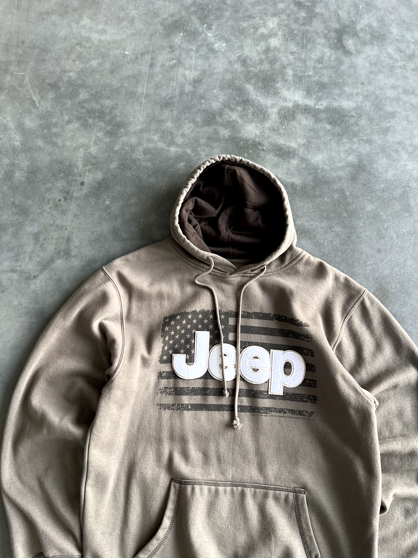 Vintage Tan Jeep Hoodie - L