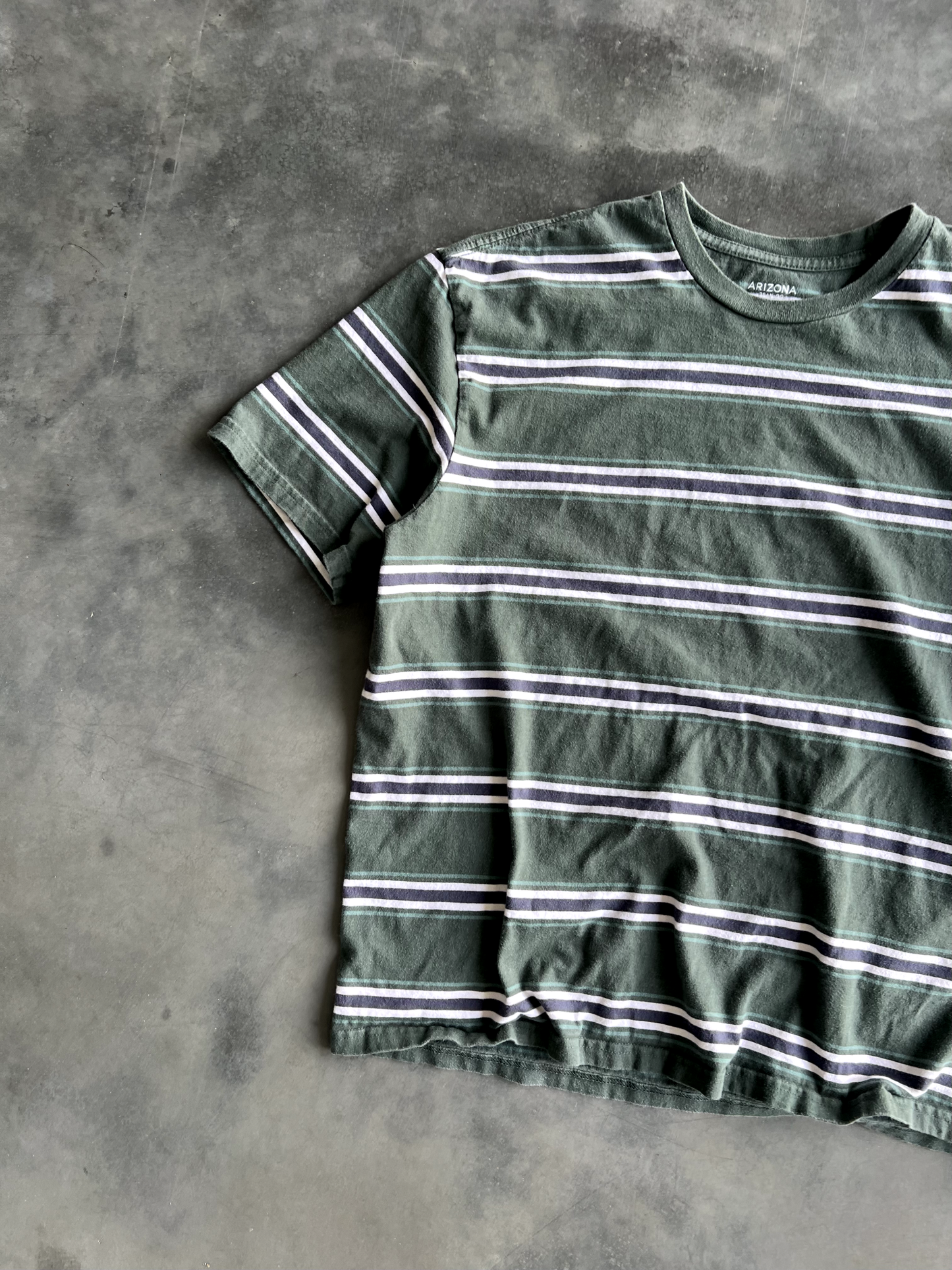 Vintage Green Striped Tee - M
