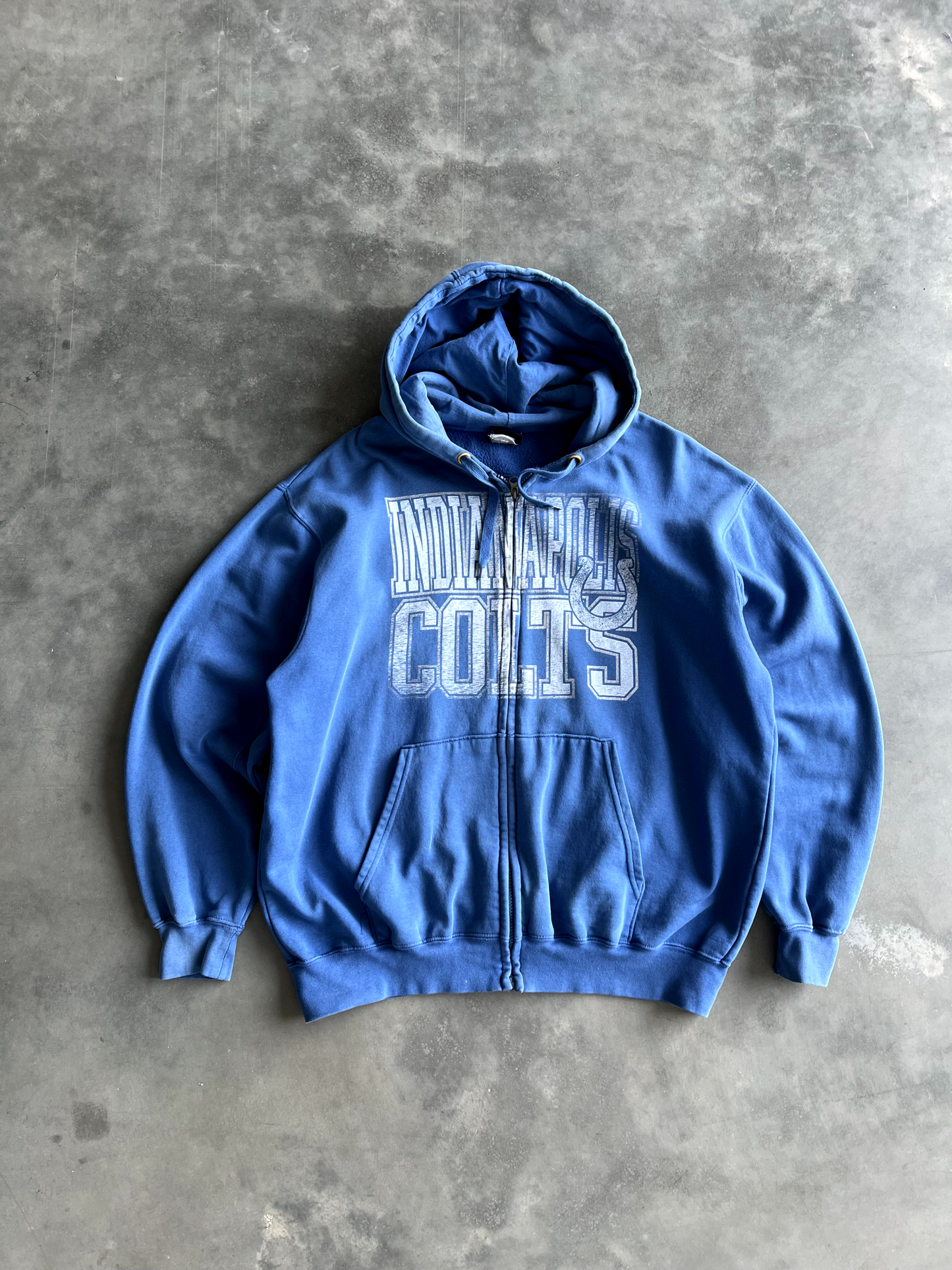 Vintage Blue Colts Zip Up Hoodie - L