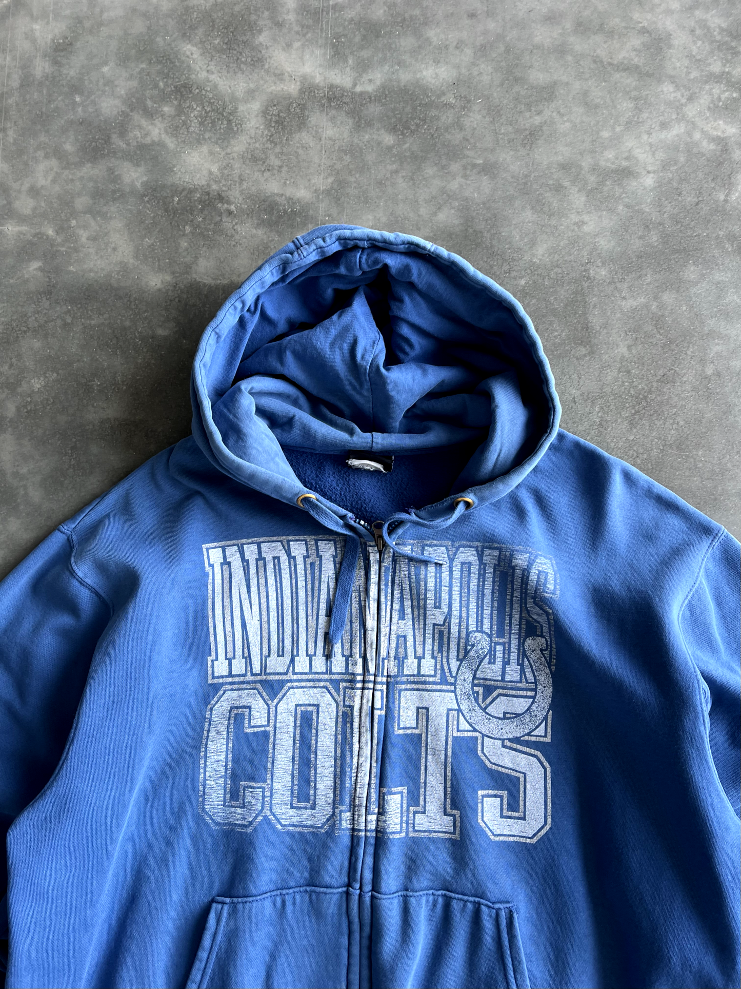 Vintage Blue Colts Zip Up Hoodie - L