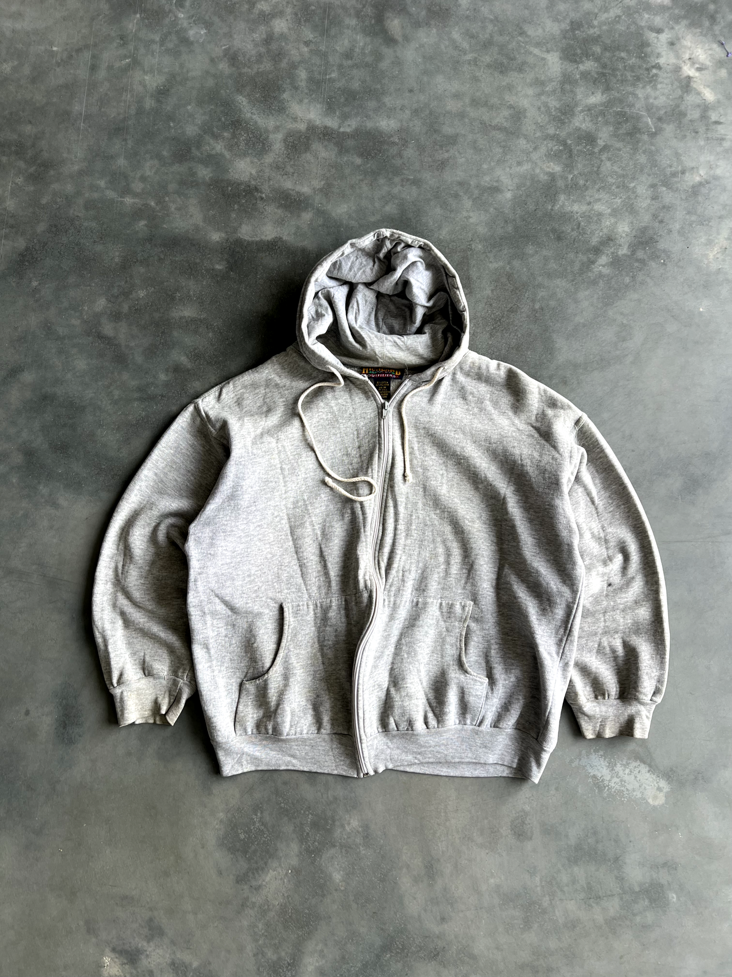 Vintage Grey Thermal Lined Zip Up Hoodie - M