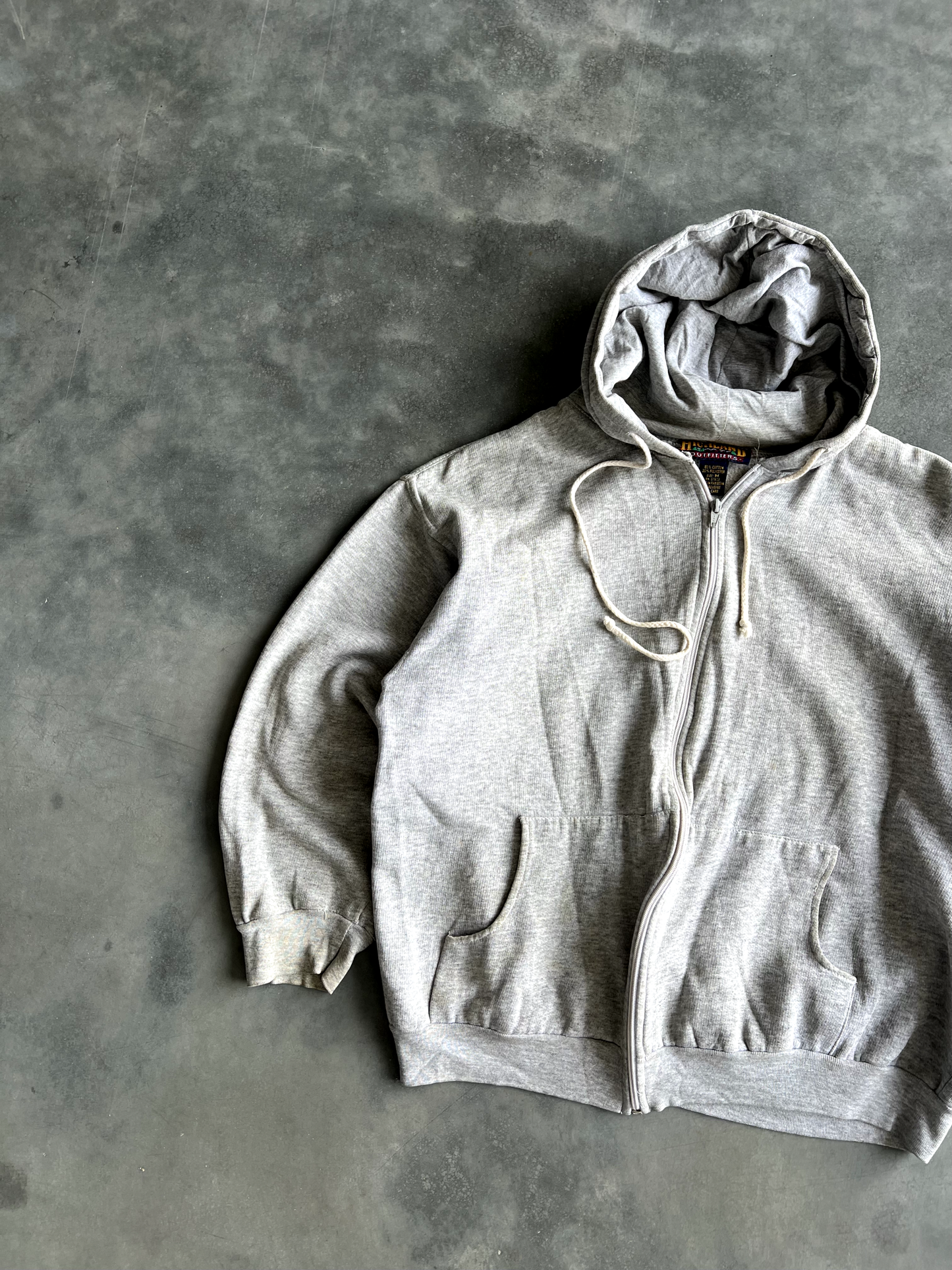 Vintage Grey Thermal Lined Zip Up Hoodie - M