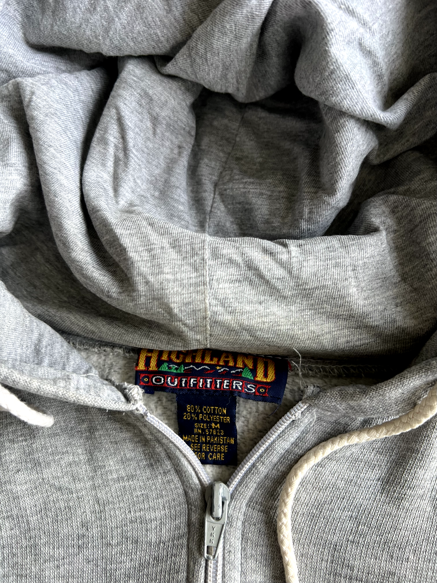 Vintage Grey Thermal Lined Zip Up Hoodie - M