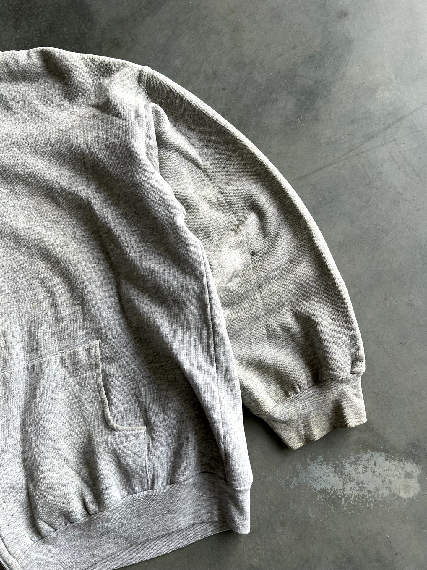 Vintage Grey Thermal Lined Zip Up Hoodie - M