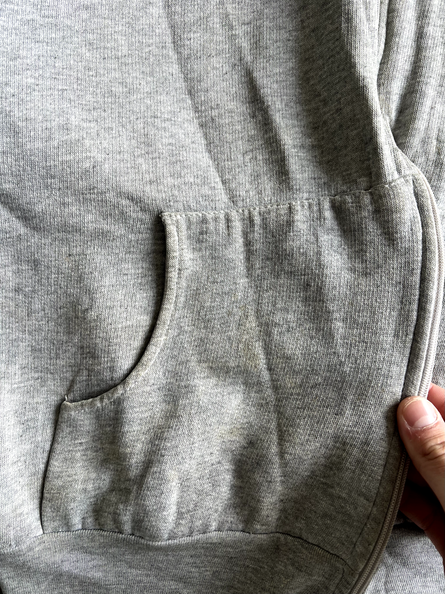 Vintage Grey Thermal Lined Zip Up Hoodie - M