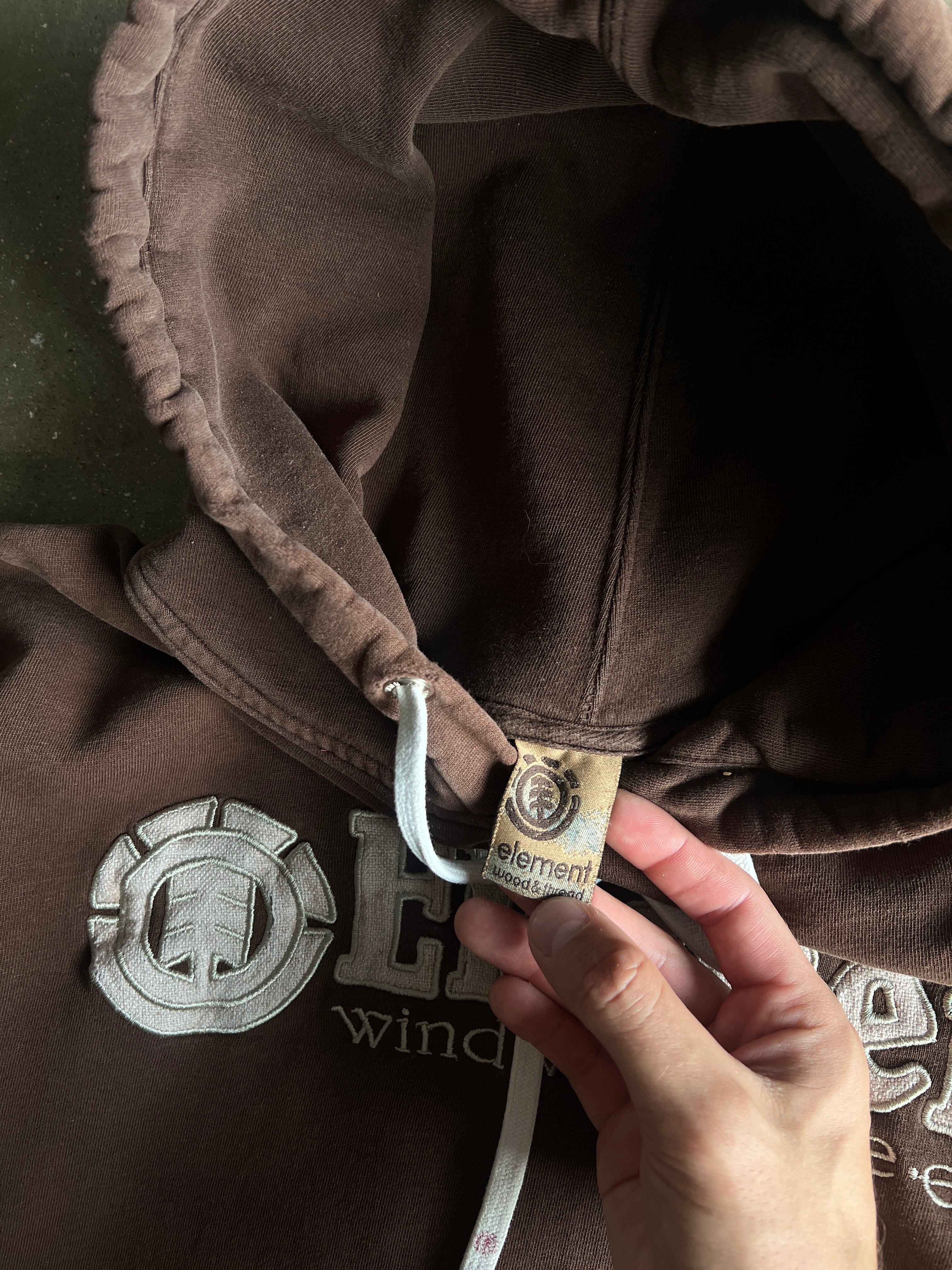 Vintage Faded Brown Element Hoodie - L
