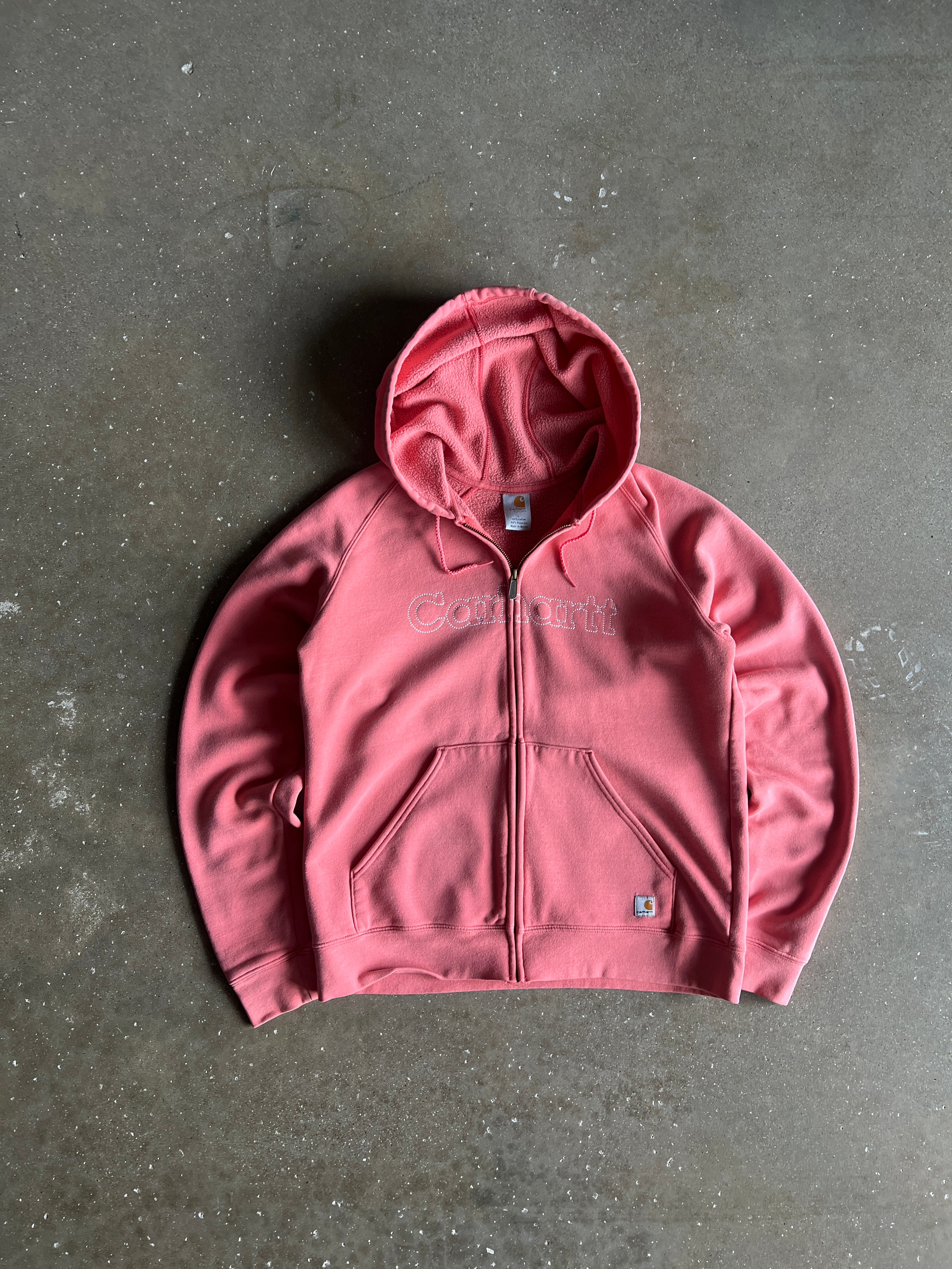 Vintage Pink Womans Carhartt Hoodie - L