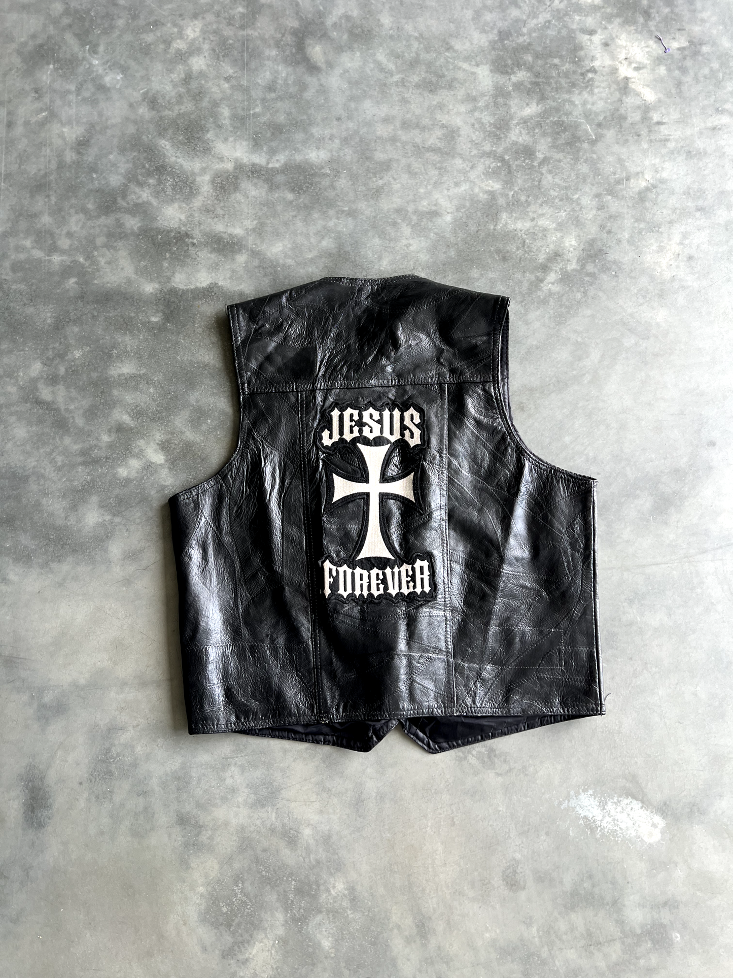 Vintage Black Jesus Forever Leather Jacket - L