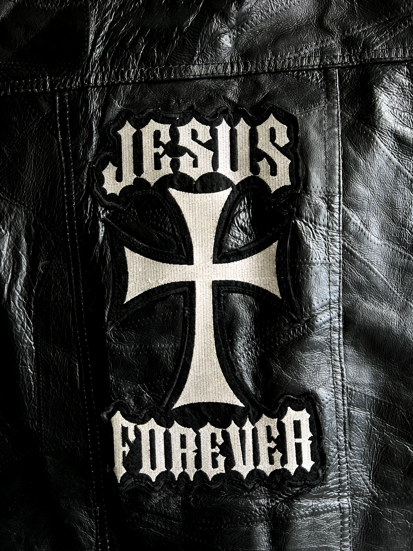 Vintage Black Jesus Forever Leather Jacket - L