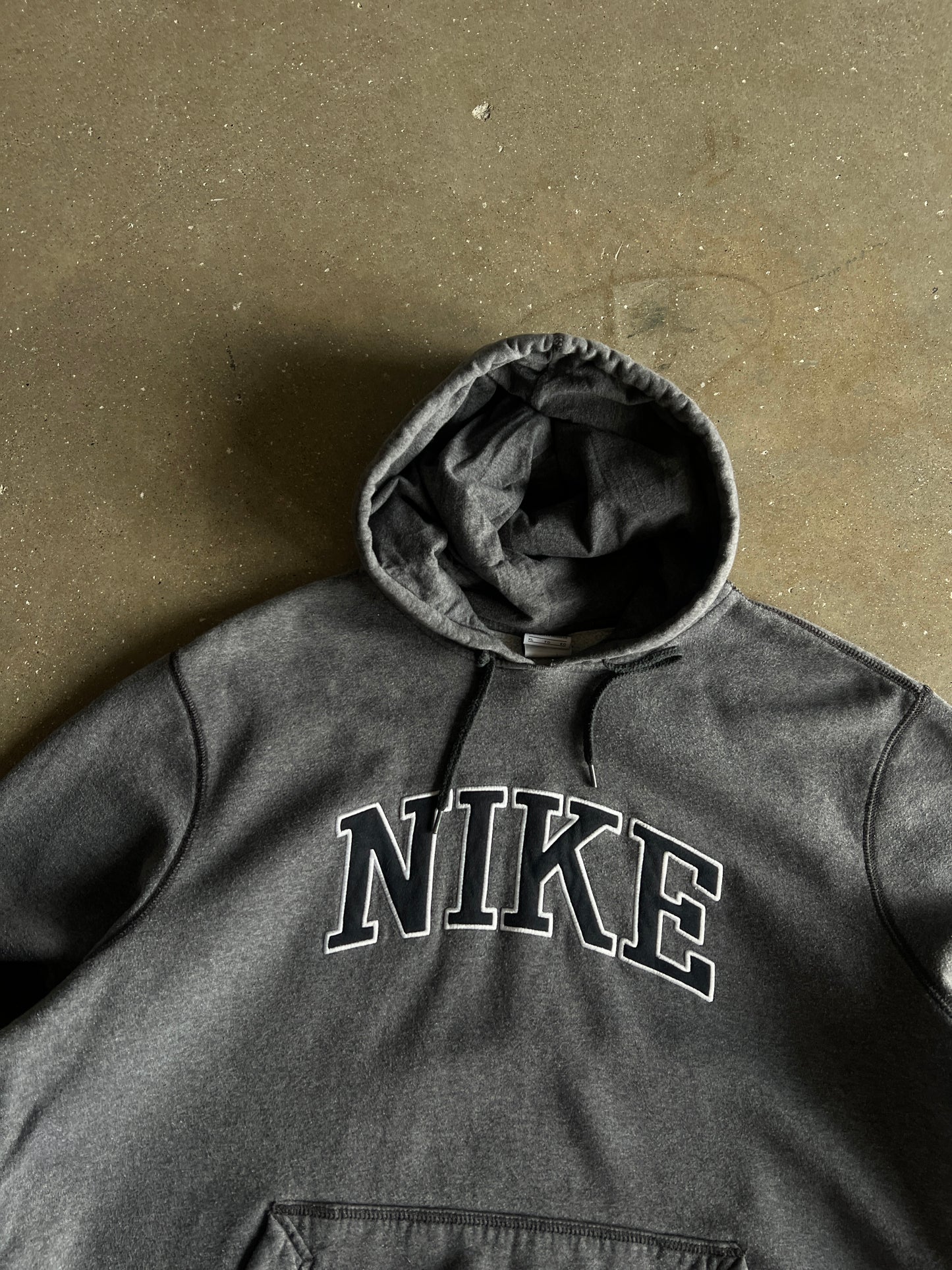 Vintage Grey Nike Spellout Hoodie - XL