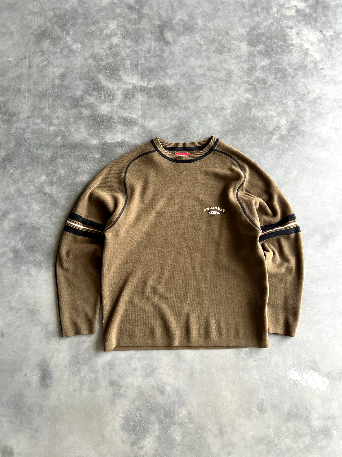Vintage Brown Union Bay Stripped Thermal - S