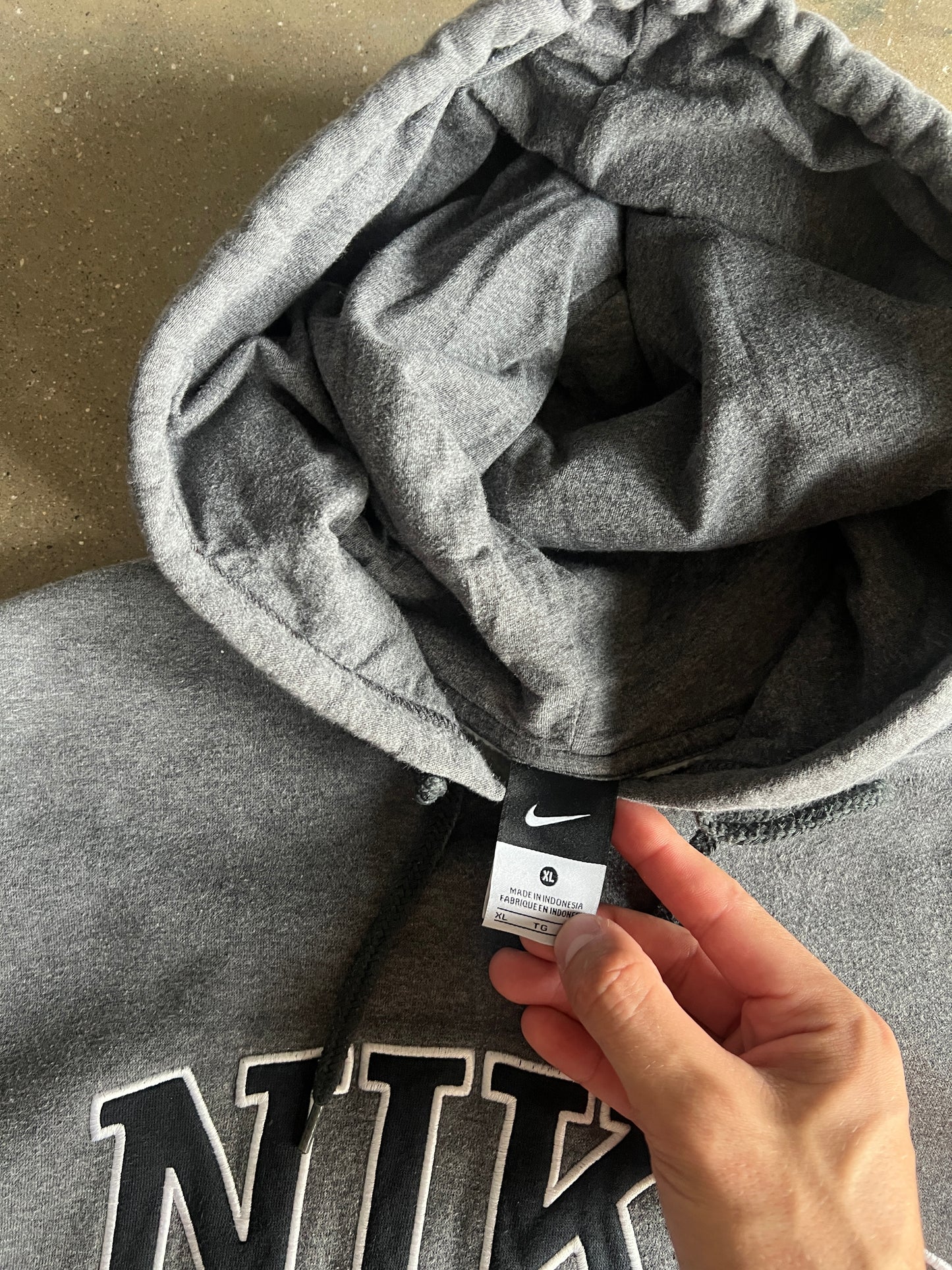Vintage Grey Nike Spellout Hoodie - XL