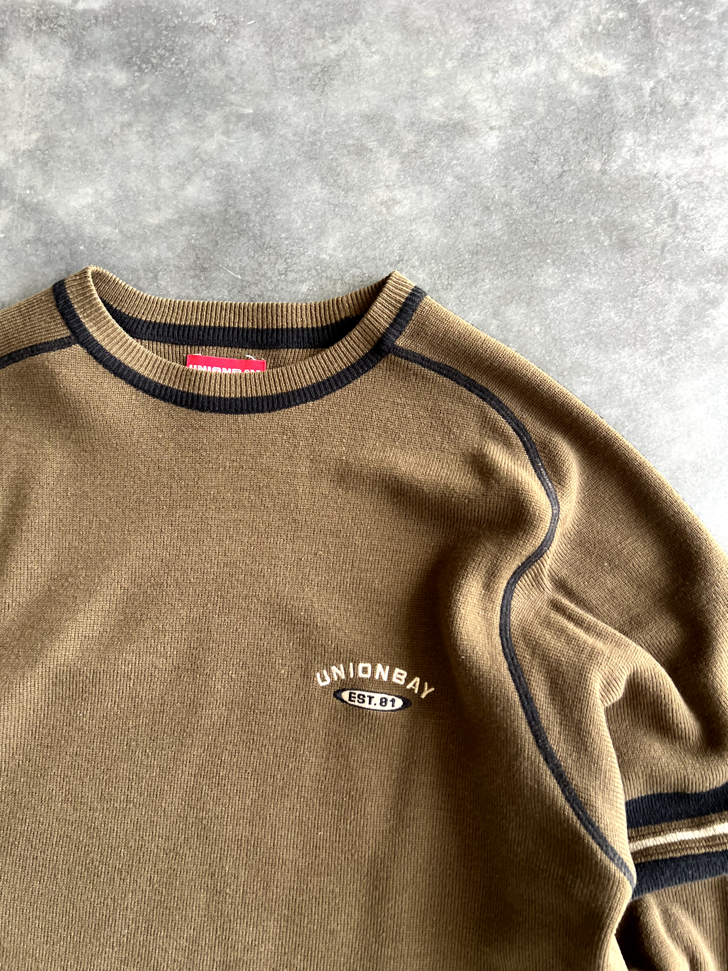 Vintage Brown Union Bay Stripped Thermal - S
