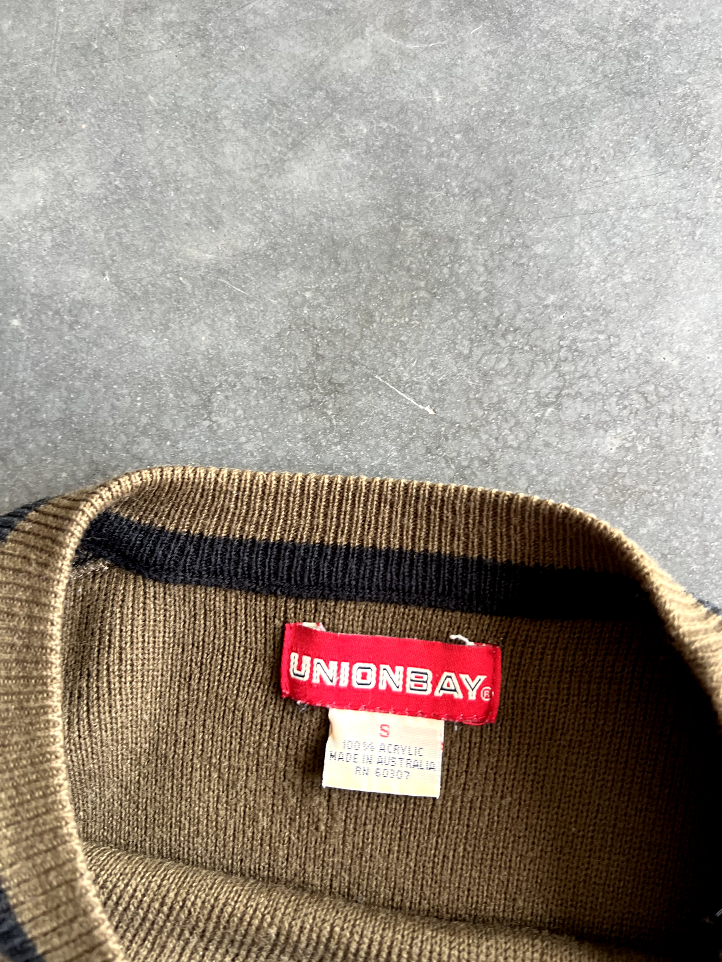 Vintage Brown Union Bay Stripped Thermal - S