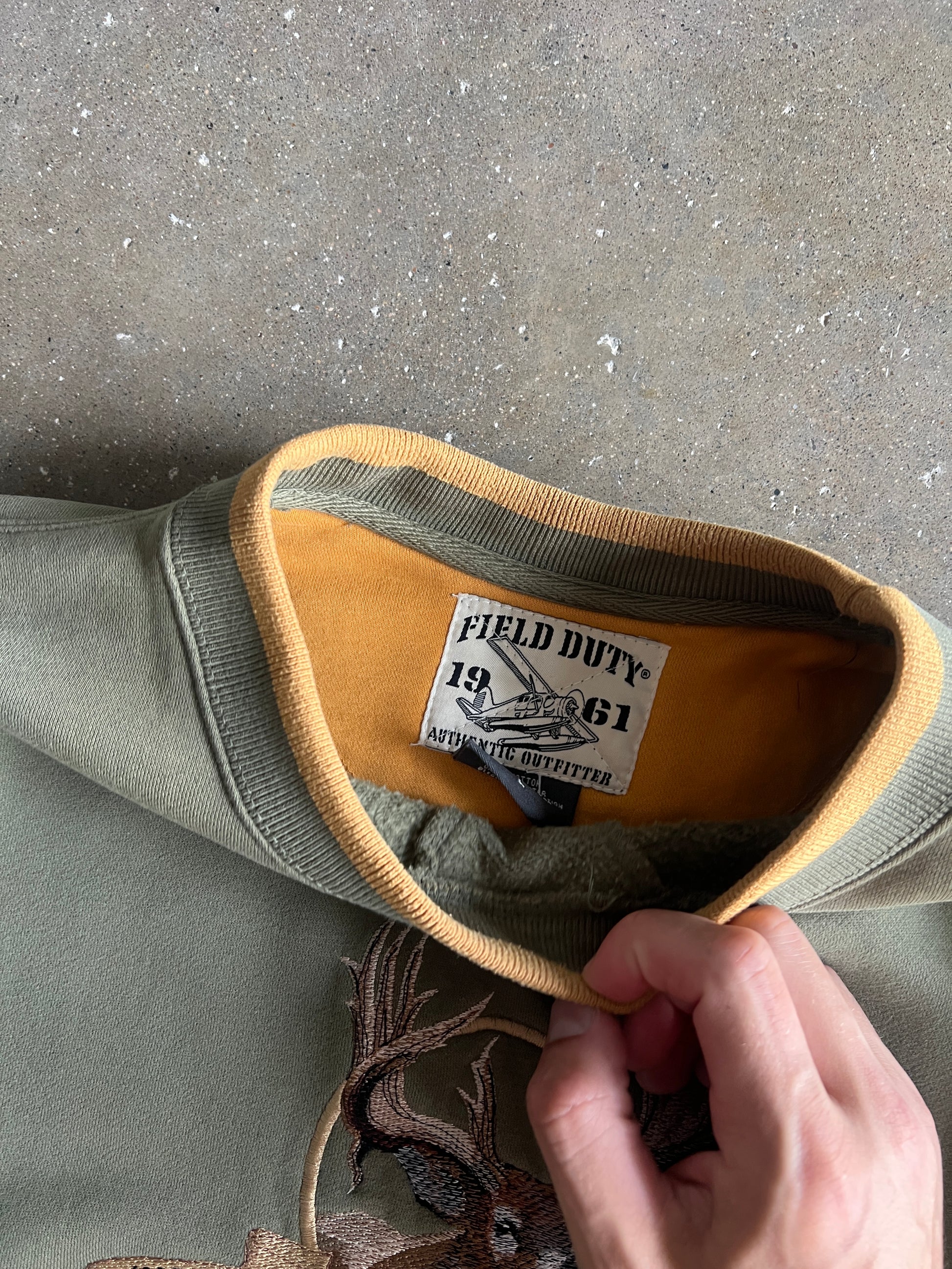 Vintage Sage Green Cabales Crew - L