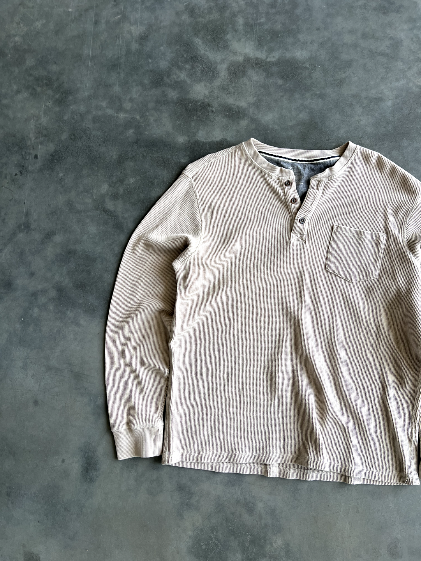 Vintage Cream Waffle Knit Long Sleeve - XL