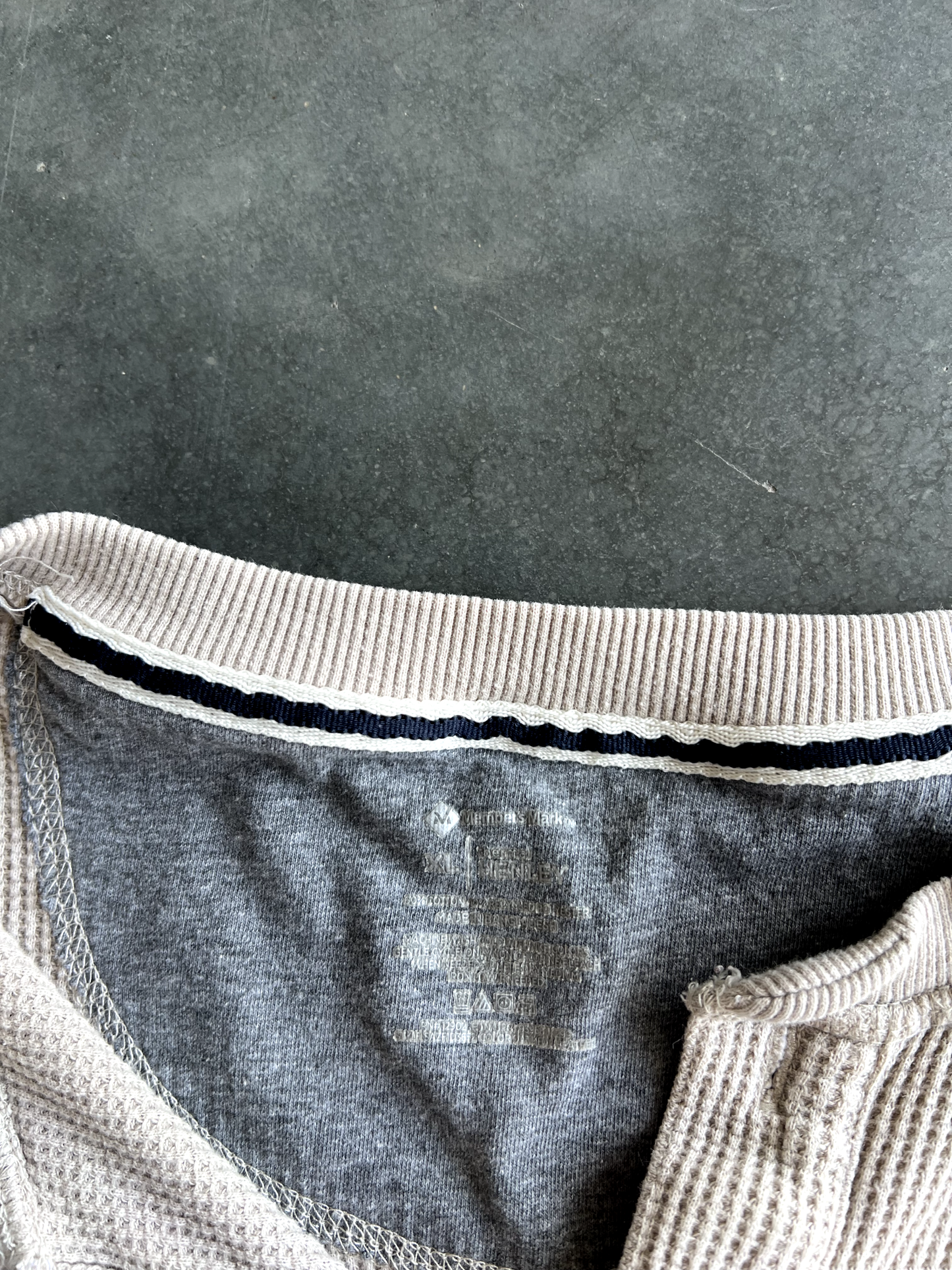 Vintage Cream Waffle Knit Long Sleeve - XL