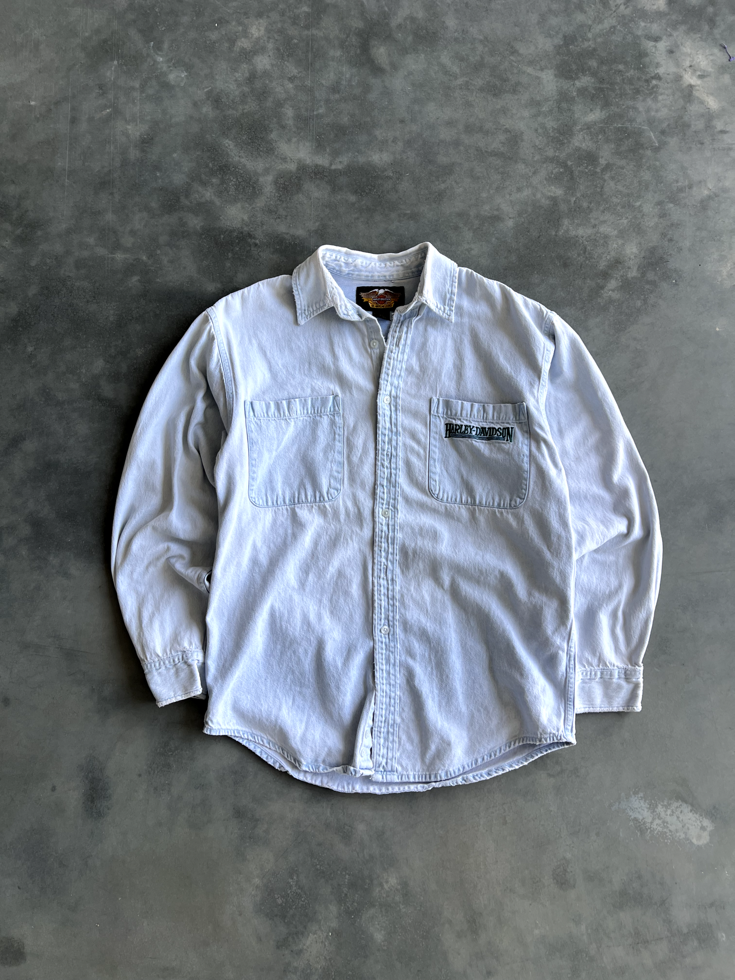Vintage White Harley Button Up - M