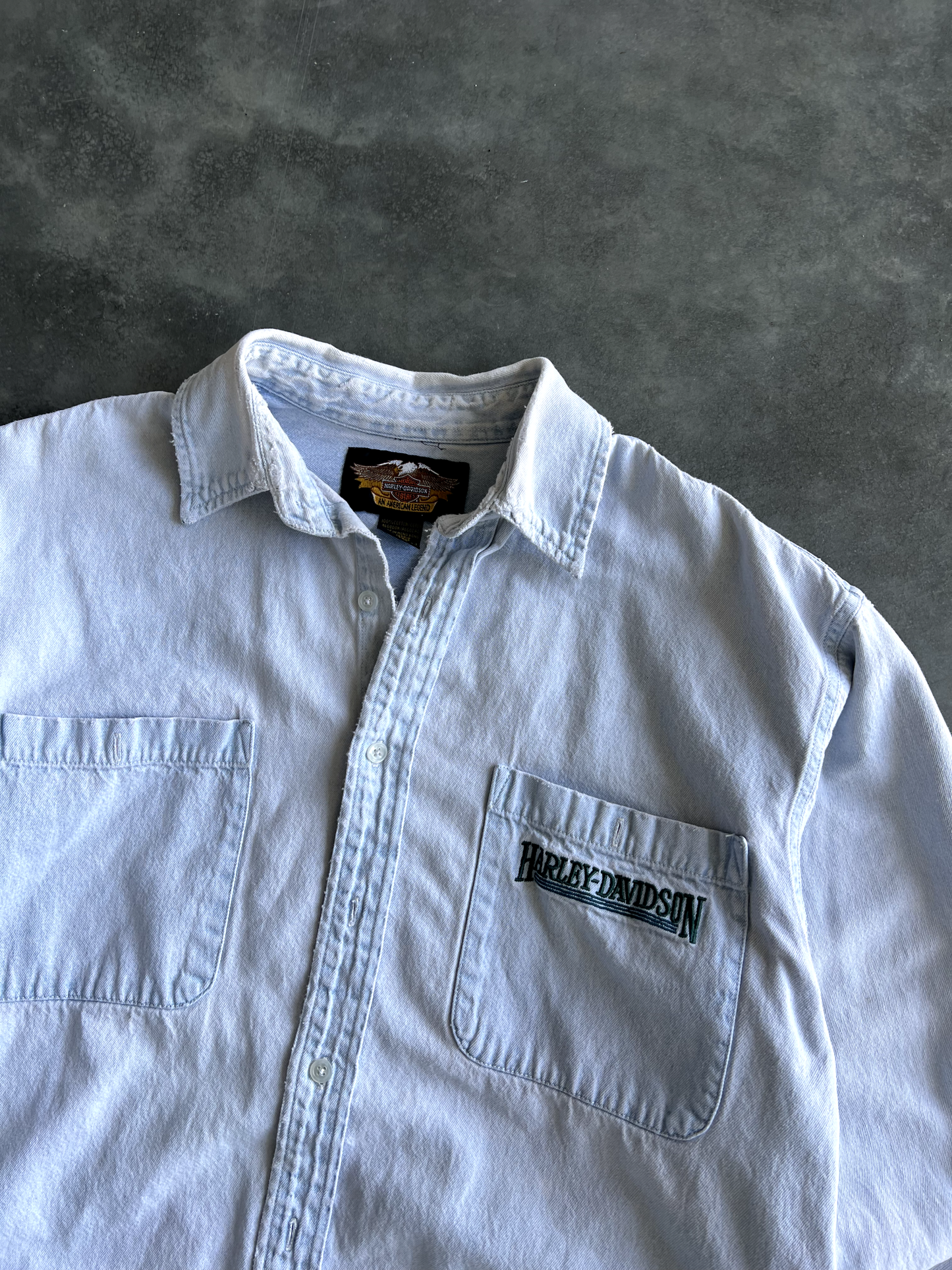 Vintage White Harley Button Up - M