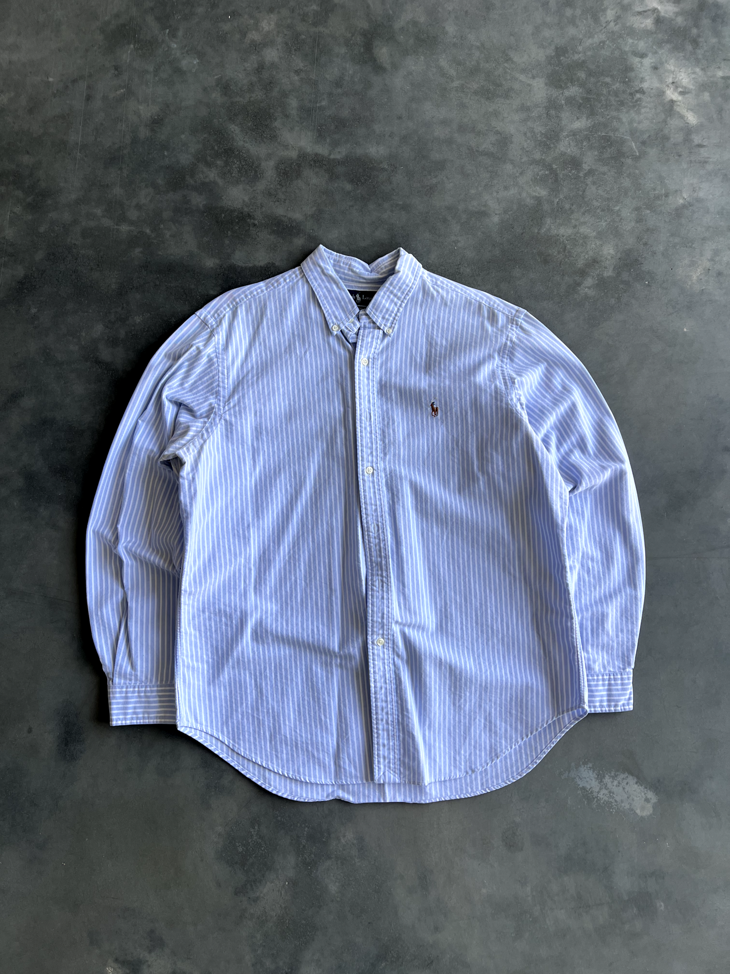 Vintage White Striped Polo Button Up - XL
