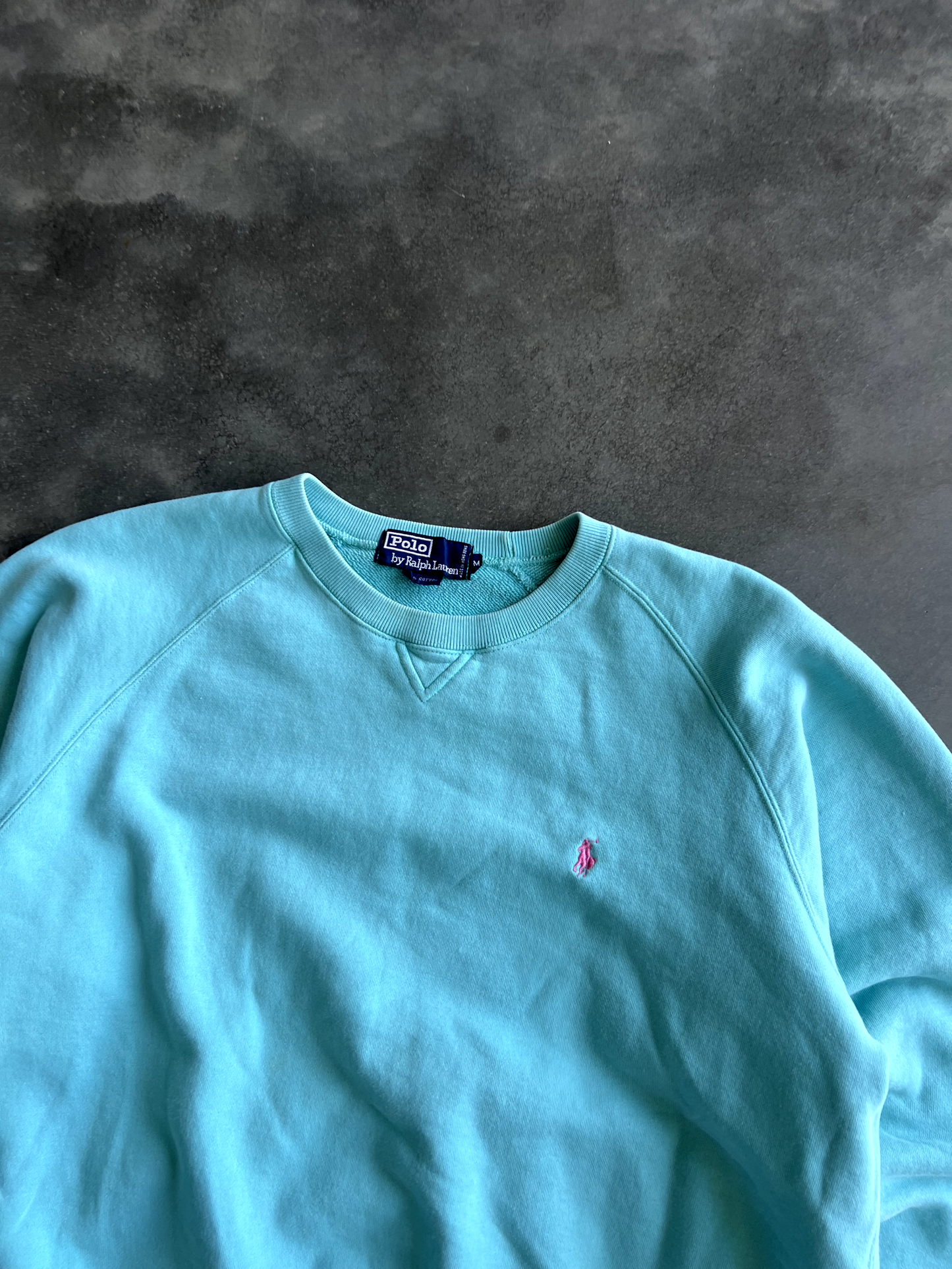 Vintage Teal Polo Long Sleeve - M