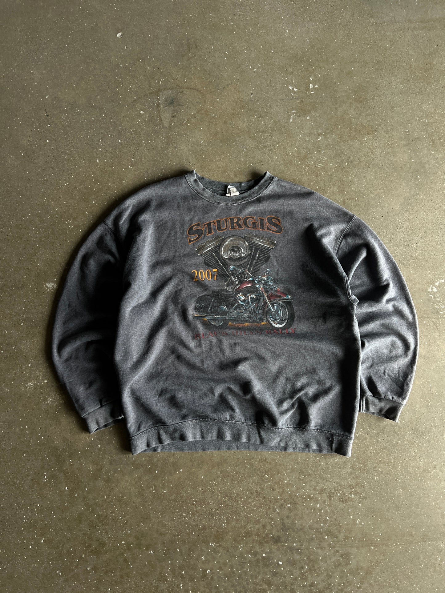 Vintage Heather Grey Sturgis Biker Crew - XL