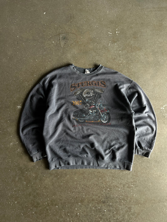 Vintage Heather Grey Sturgis Biker Crew - XL