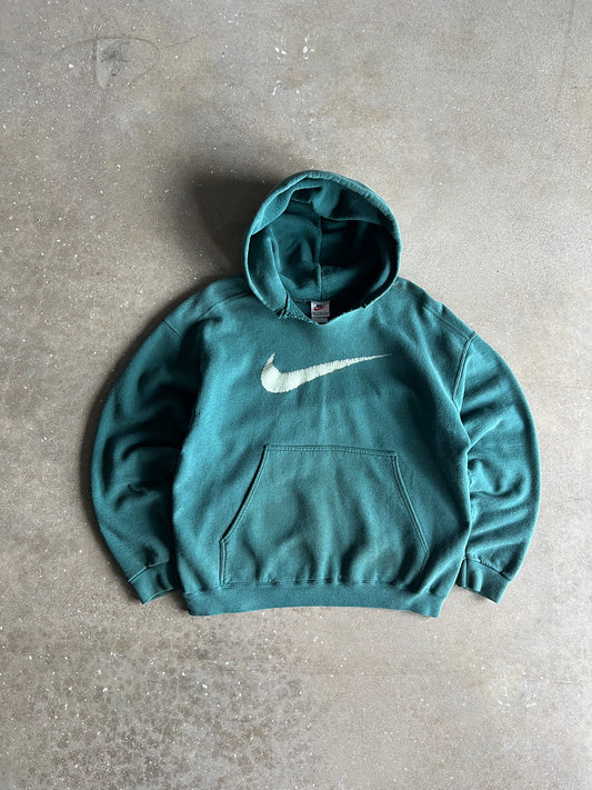 Vintage Forest Green Nike Swoosh Hoodie - M