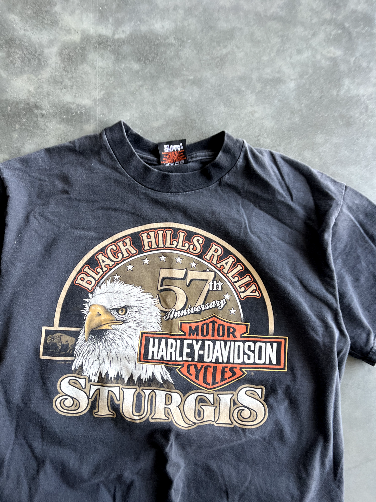 Vintage Black Harley Sturgis Tee - L