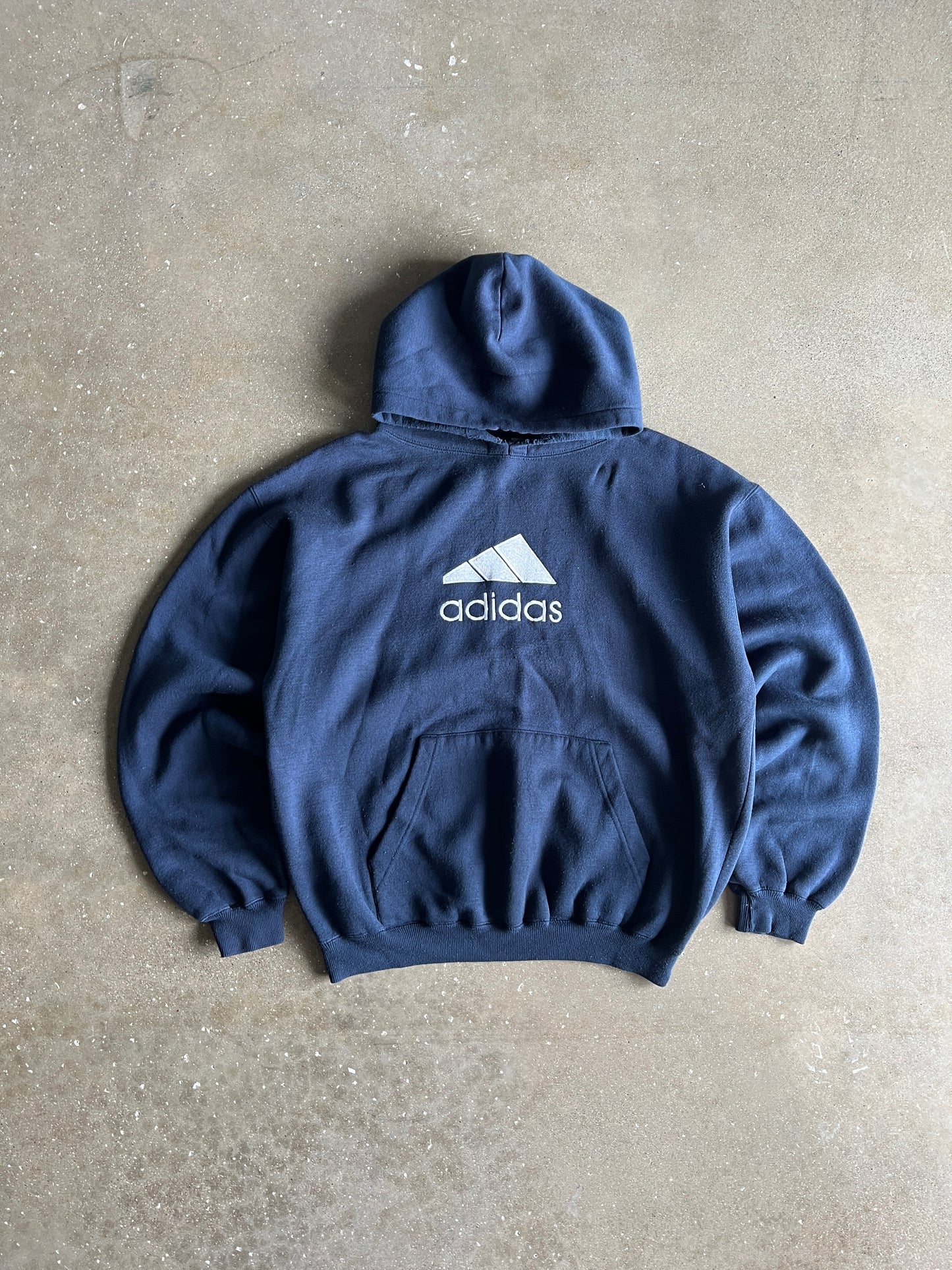 Vintage Navy Blue Adidas Logo Hoodie - L