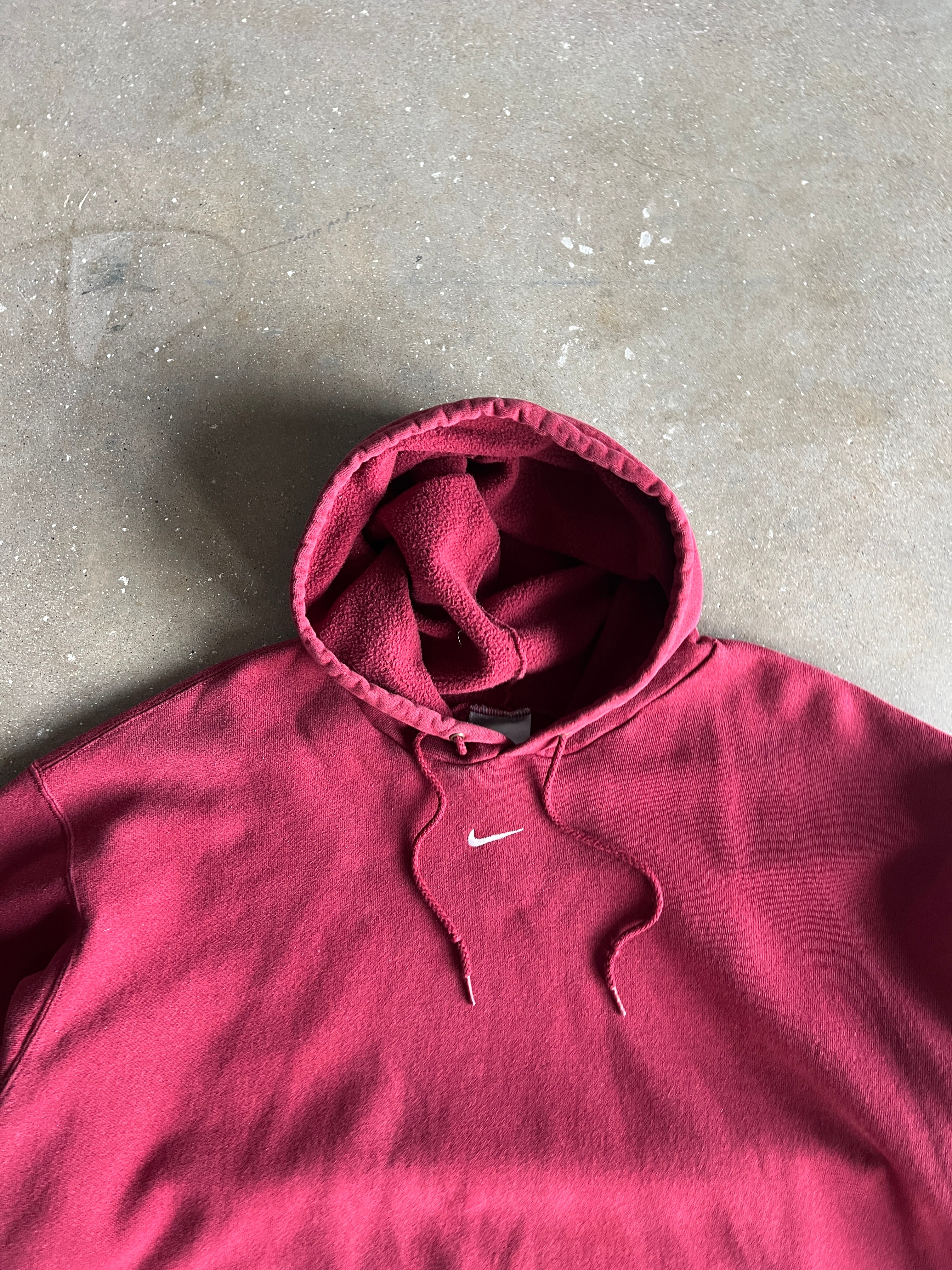 Vintage Cherry Red Nike Center Swoosh Hoodie -