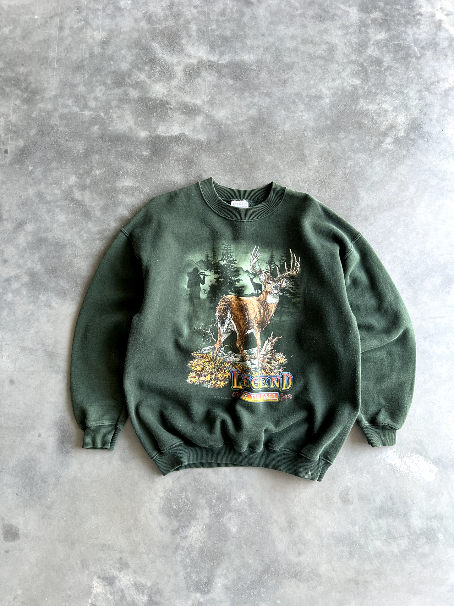 Vintage Green Deer Graphic Long Sleeve - L