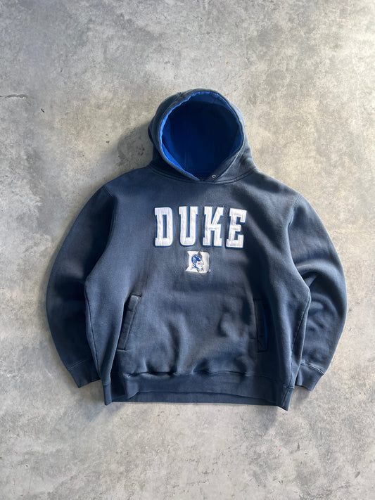 Vintage Navy Blue Duke Spellout Hoodie - XL