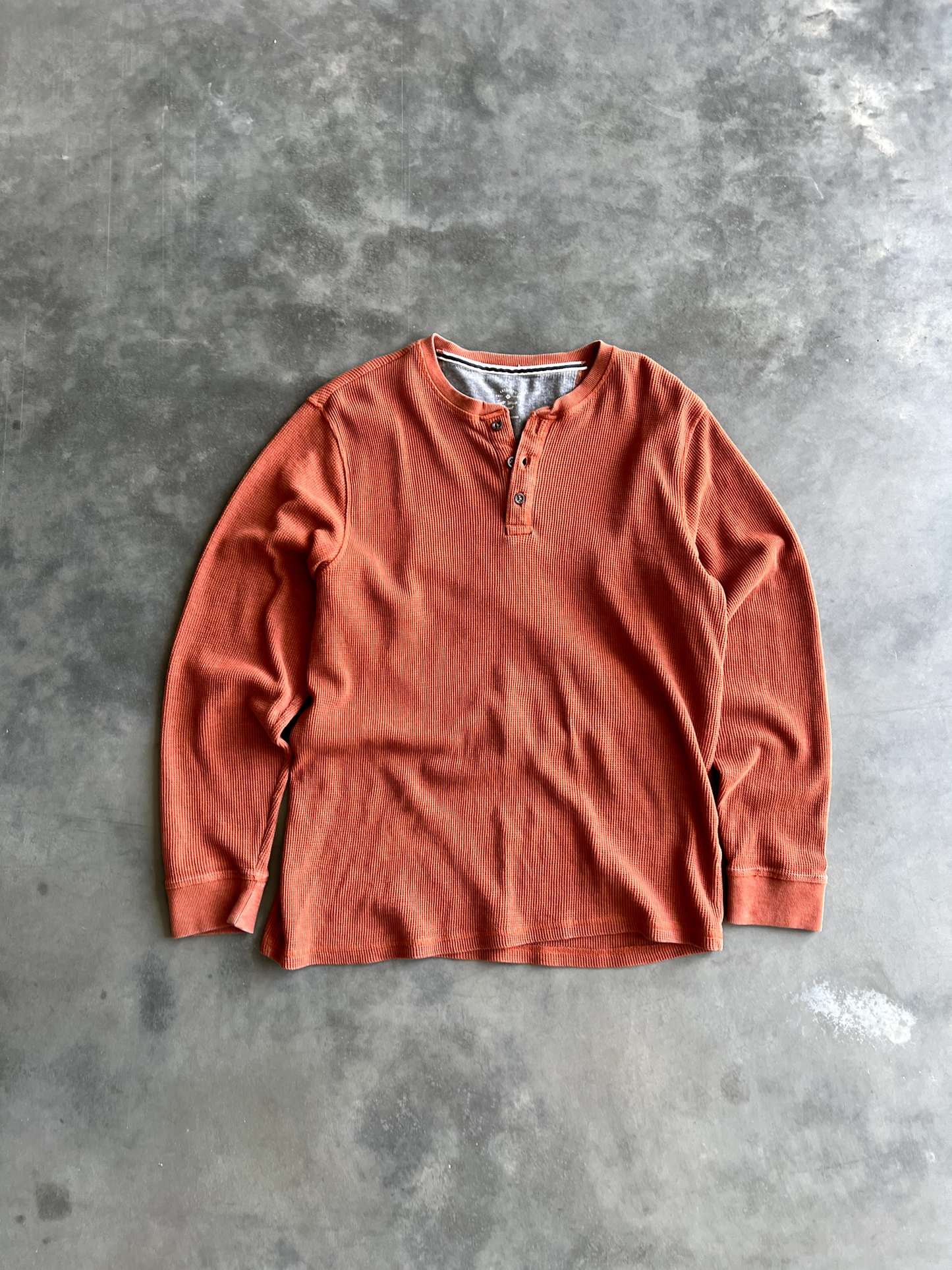 Vintage Orange Waffle Knit Long Sleeve - XL