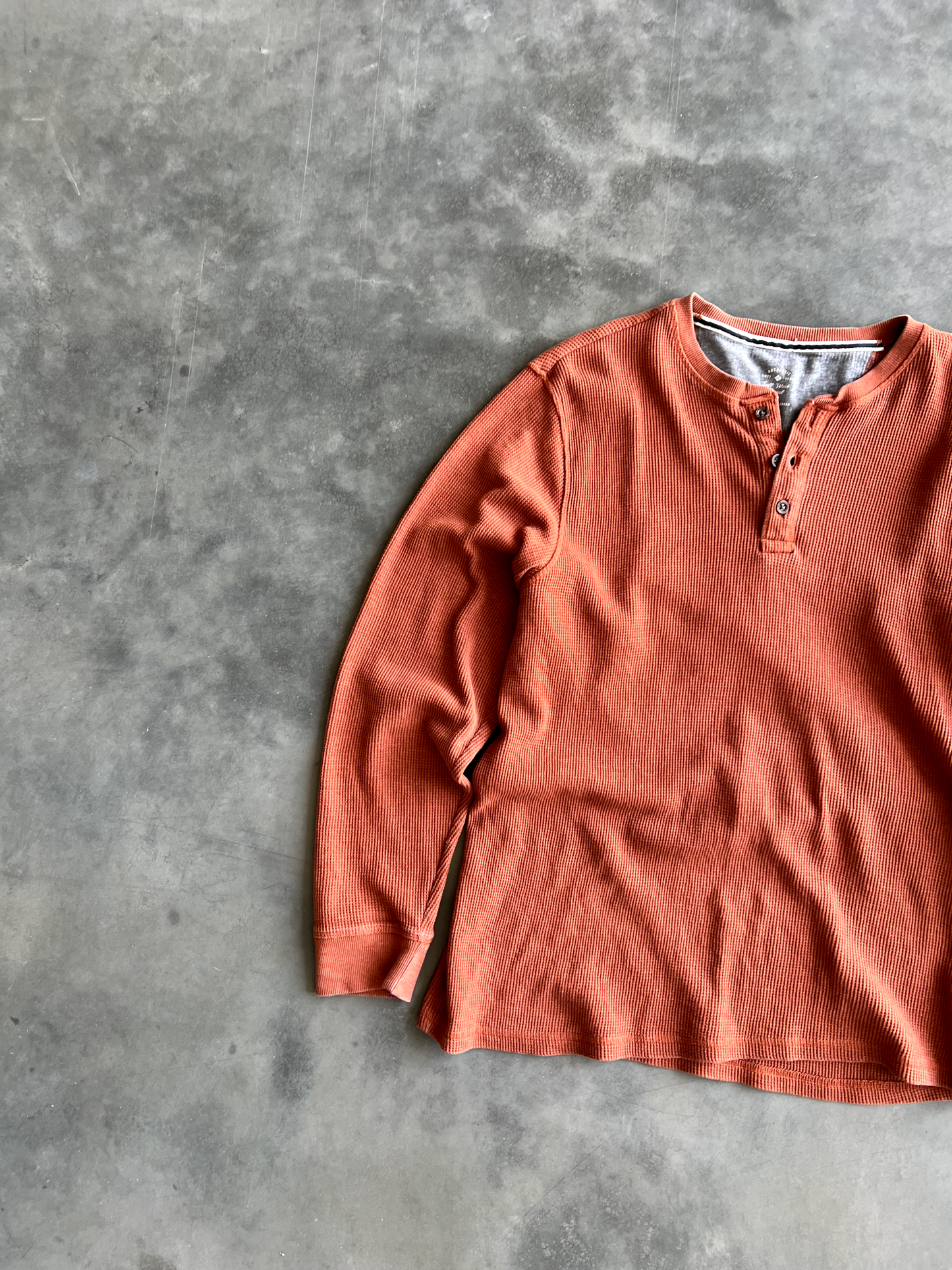 Vintage Orange Waffle Knit Long Sleeve - XL