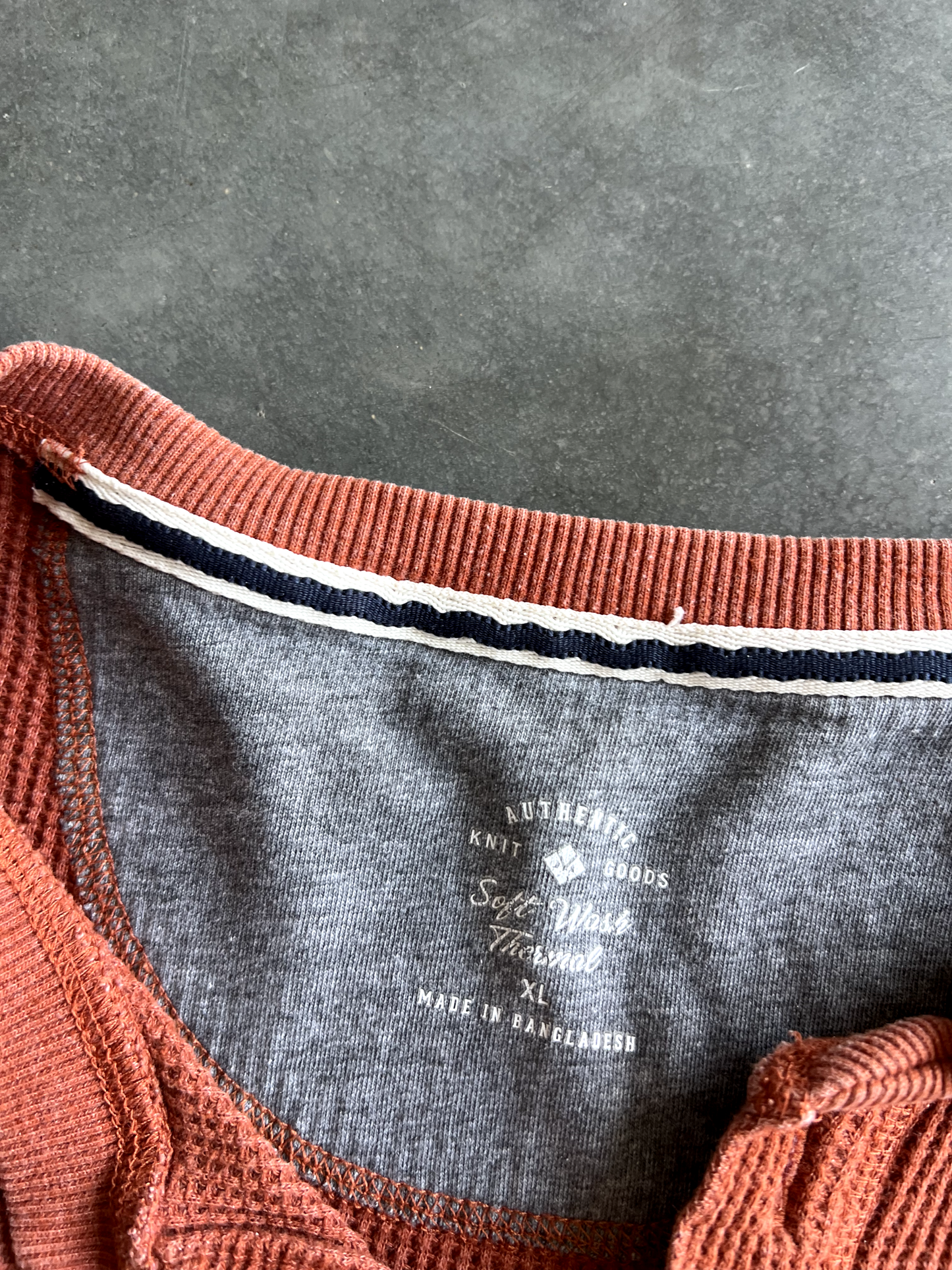 Vintage Orange Waffle Knit Long Sleeve - XL