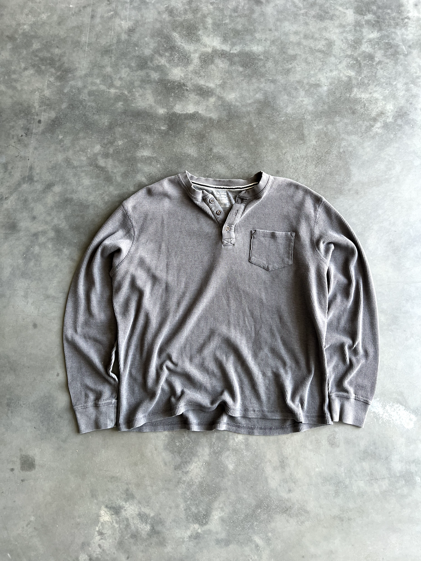 Vintage Grey Waffle Knit Long Sleeve - XL
