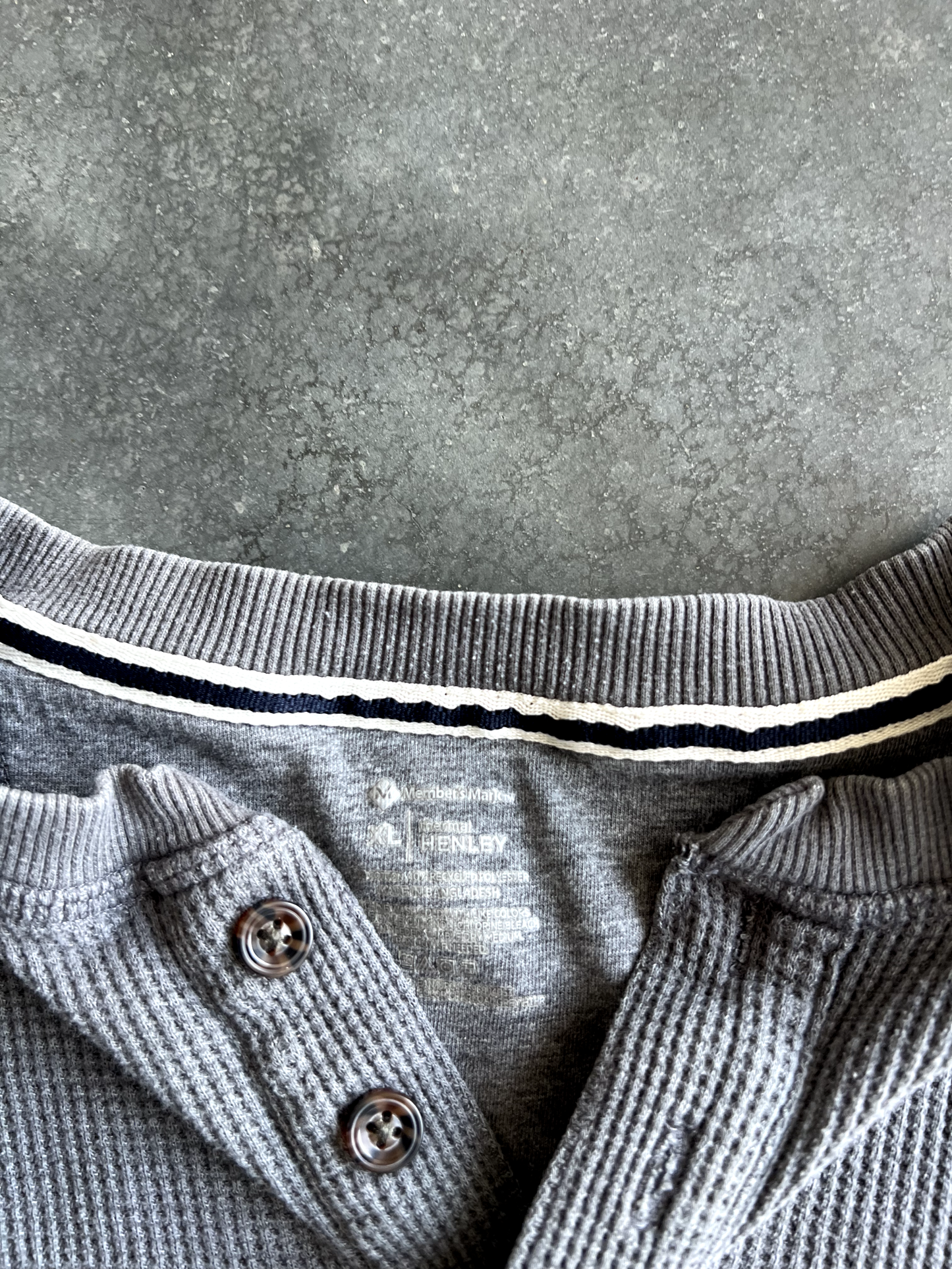 Vintage Grey Waffle Knit Long Sleeve - XL