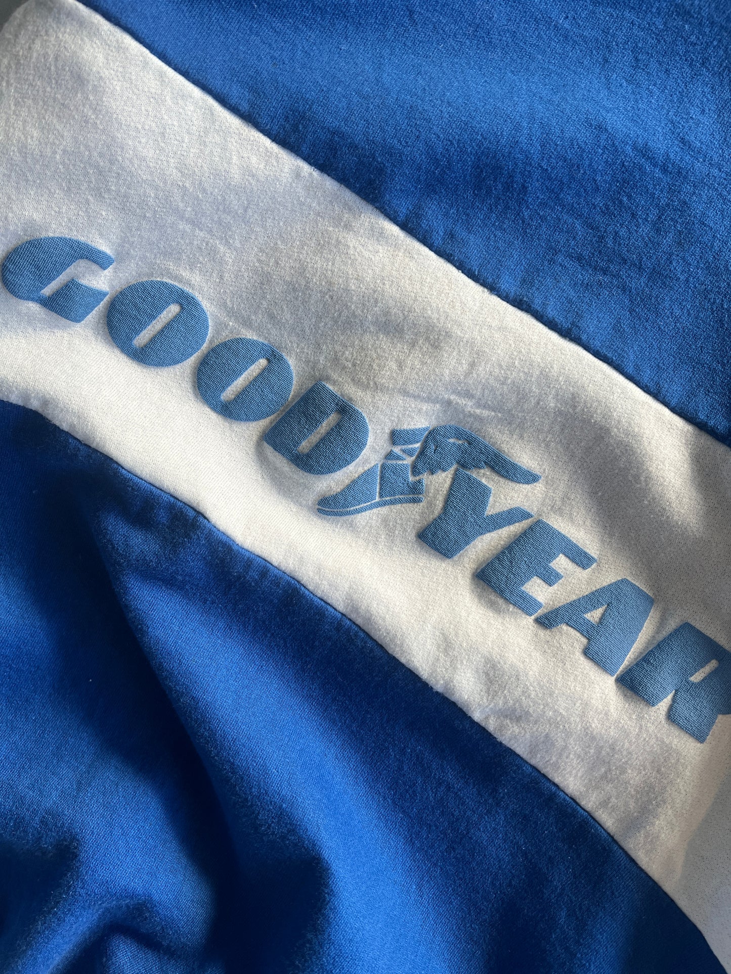 Vintage Blue Goodyear Spellout Crew - S