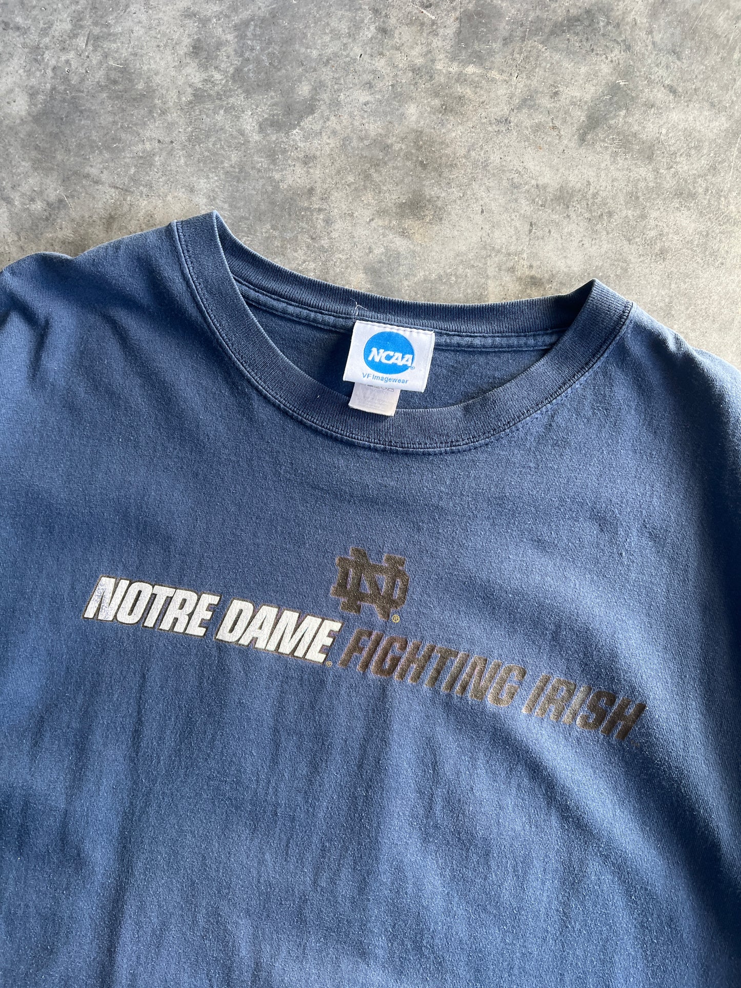 Vintage Light Blue Notre Dame Spellout Shirt - XXL