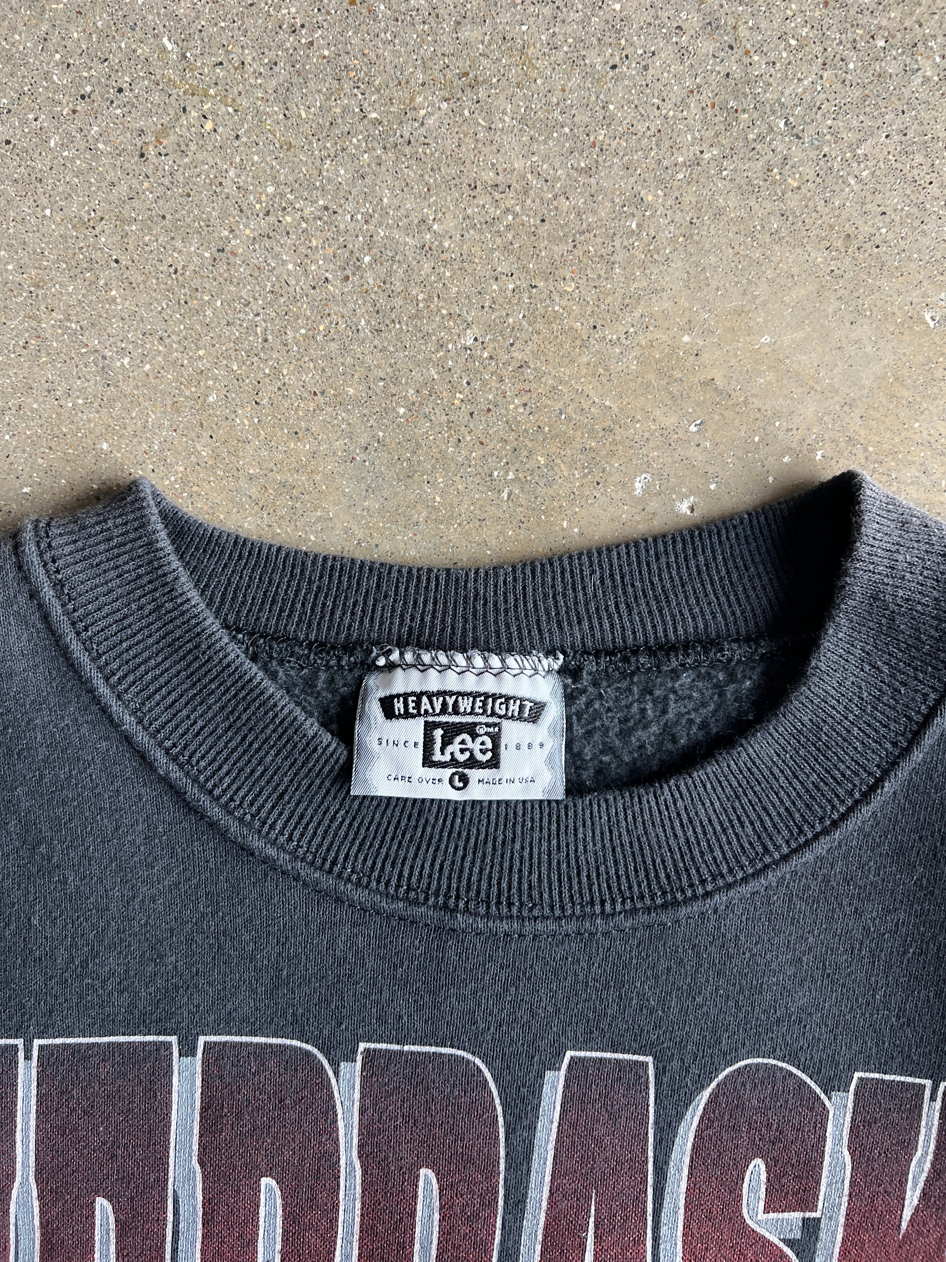 Vintage Faded Black Nebraska Crew - L