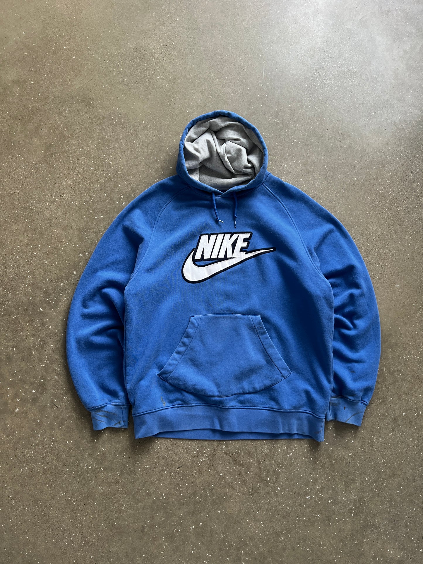 Vintage Blue Nike Spellout Hoodie - L
