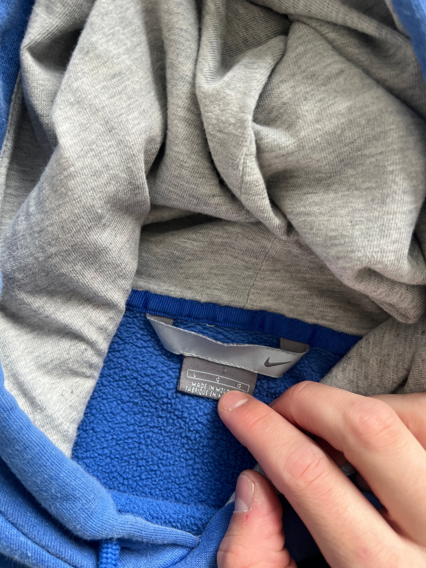 Vintage Blue Nike Spellout Hoodie - L