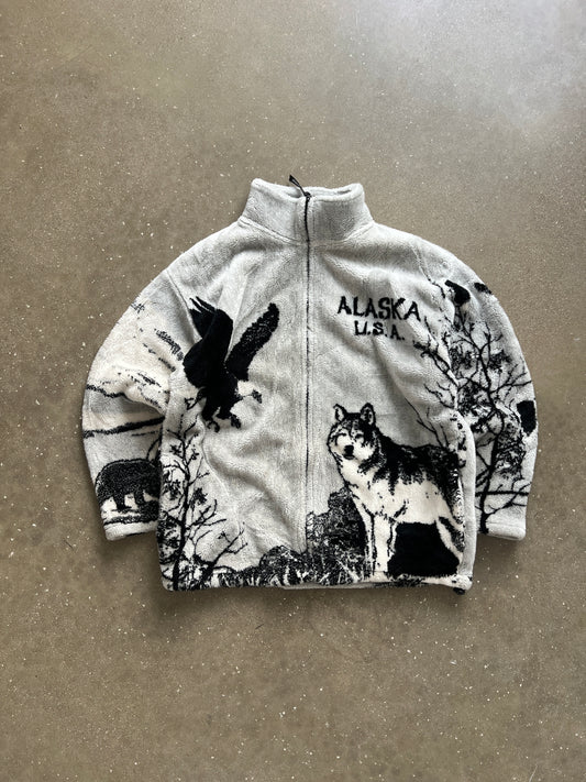 Vintage Winter Wolves Fleece Zip Up - M