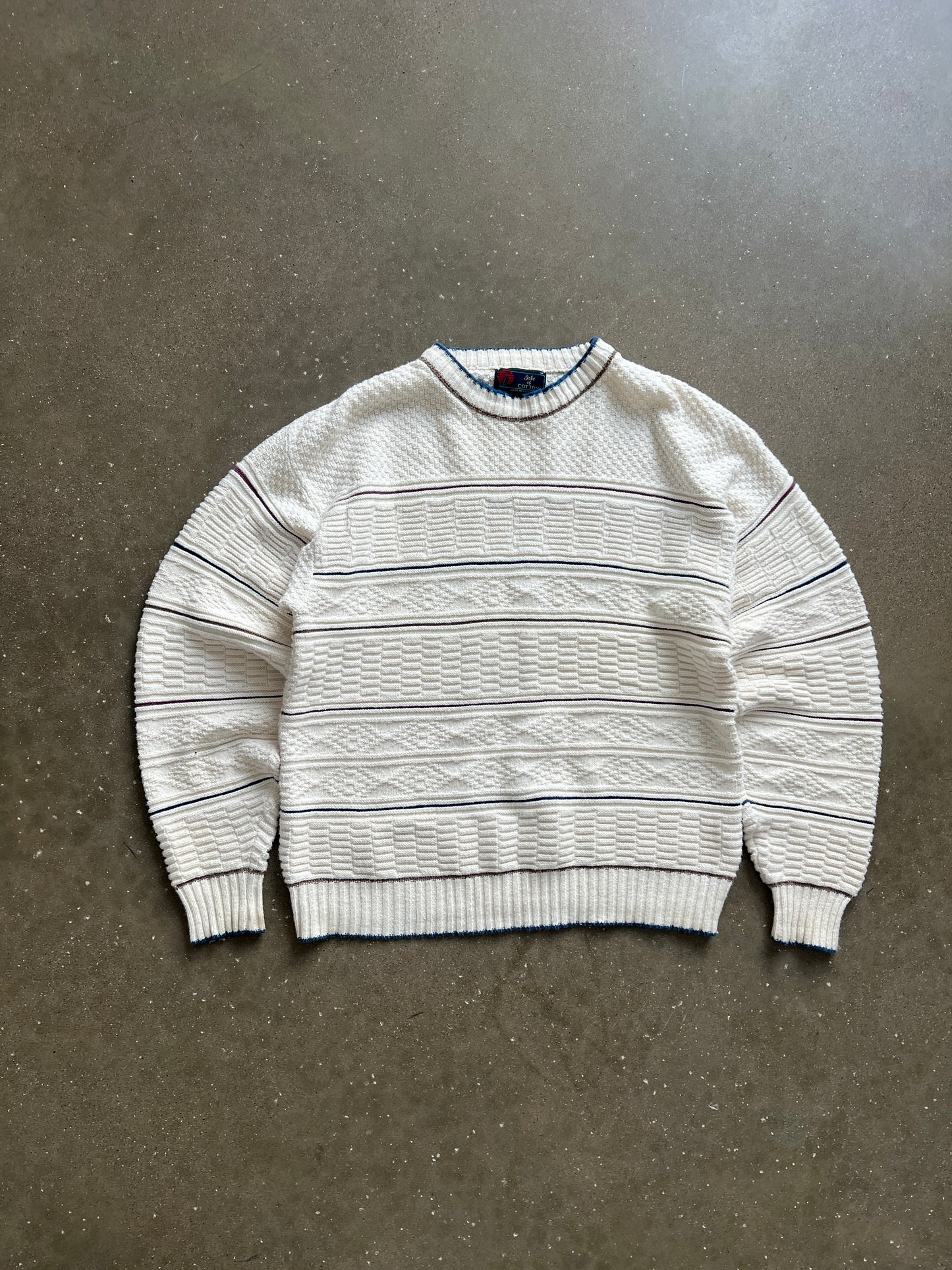 Vintage White Knit Sweater - M