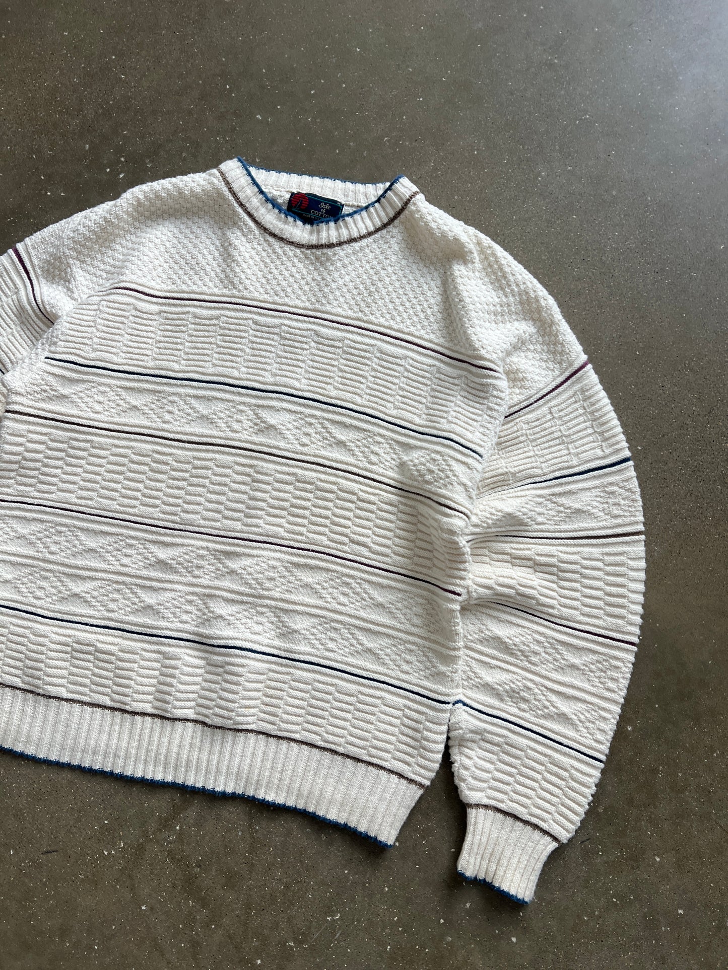 Vintage White Knit Sweater - M