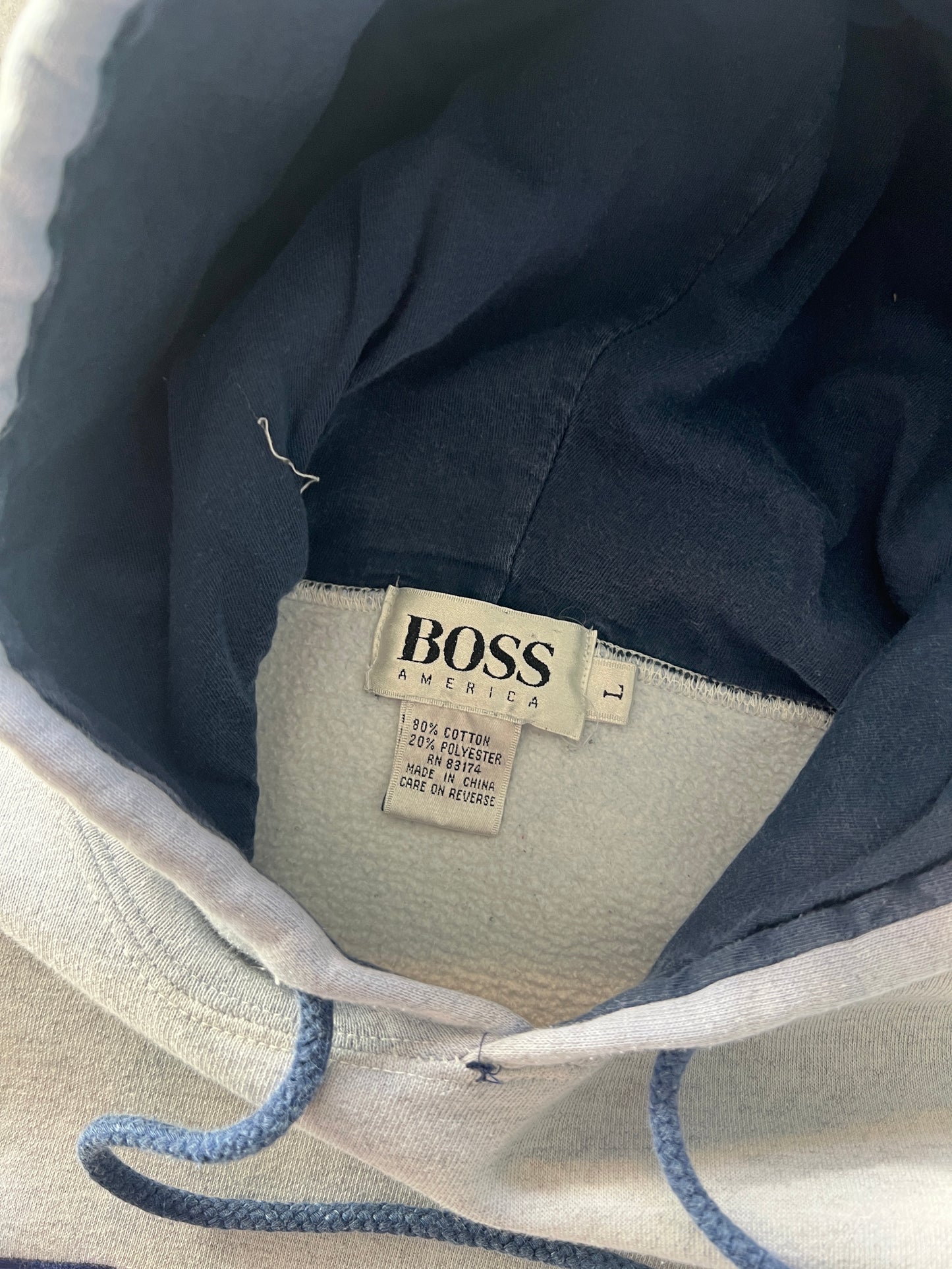 Vintage White Boss Spellout Hoodie - M